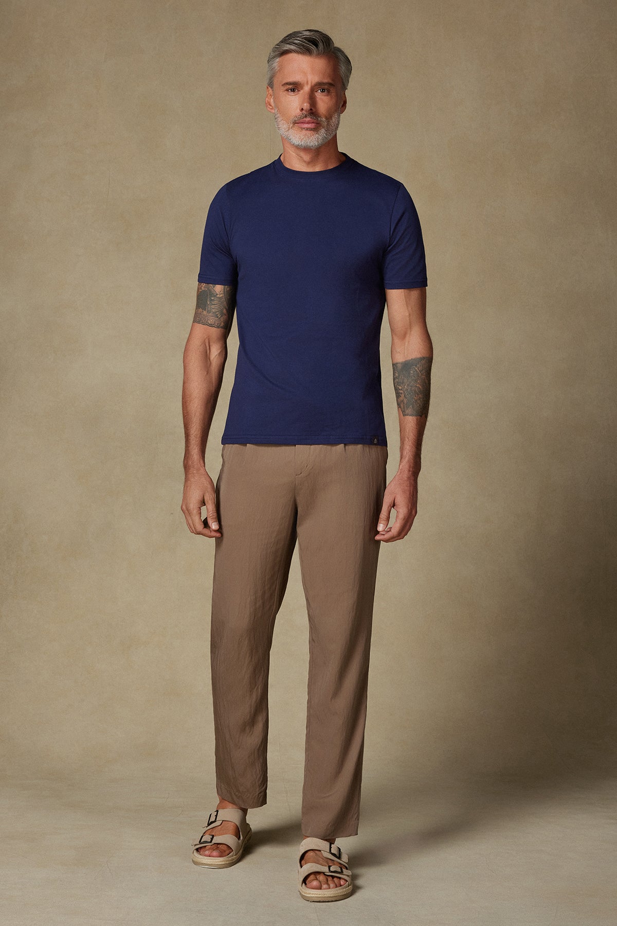 Abbate Easy Penye Pamuklu Comfort Fit Lacivert Bisiklet Yaka Erkek Düz T-Shirt