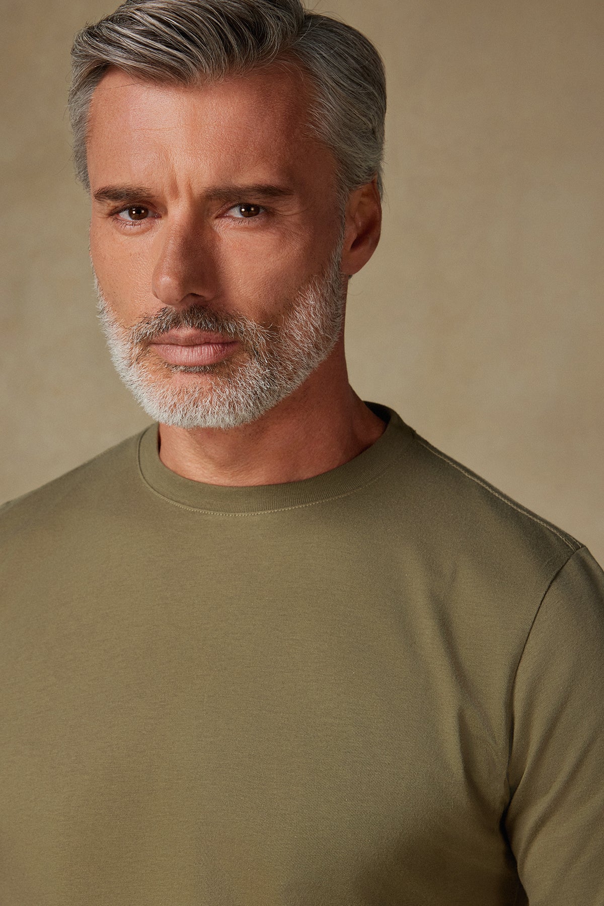 Abbate Easy Penye Pamuklu Comfort Fit Haki Bisiklet Yaka Erkek Düz T-Shirt