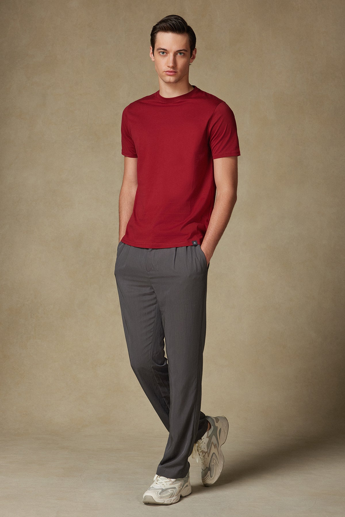 Abbate Easy Penye Pamuklu Comfort Fit Bordo Bisiklet Yaka Erkek Düz T-Shirt