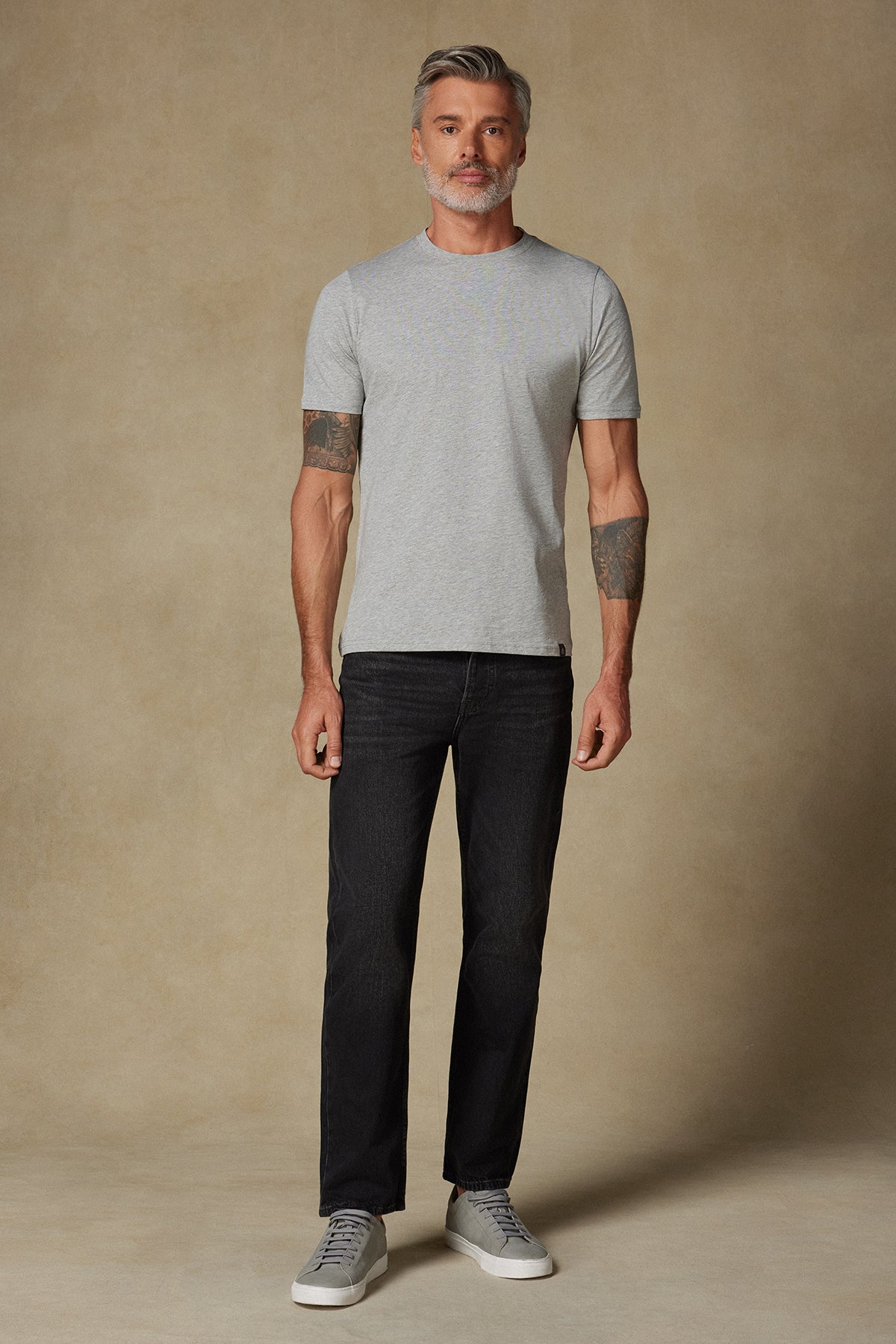 Abbate Easy Penye Pamuklu Comfort Fit Açık Gri Bisiklet Yaka Erkek Düz T-Shirt