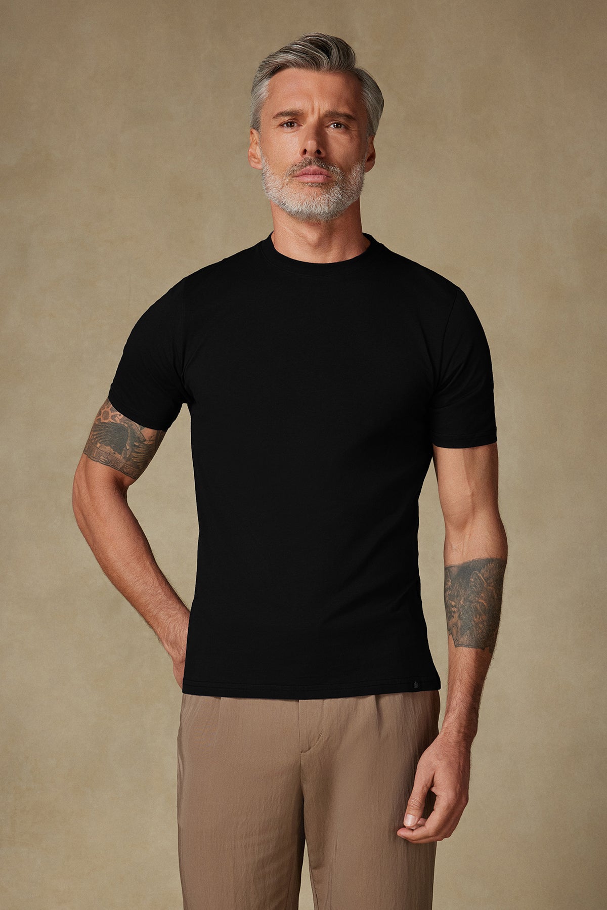 Abbate Easy Penye Pamuklu Comfort Fit Siyah Bisiklet Yaka Erkek Düz T-Shirt