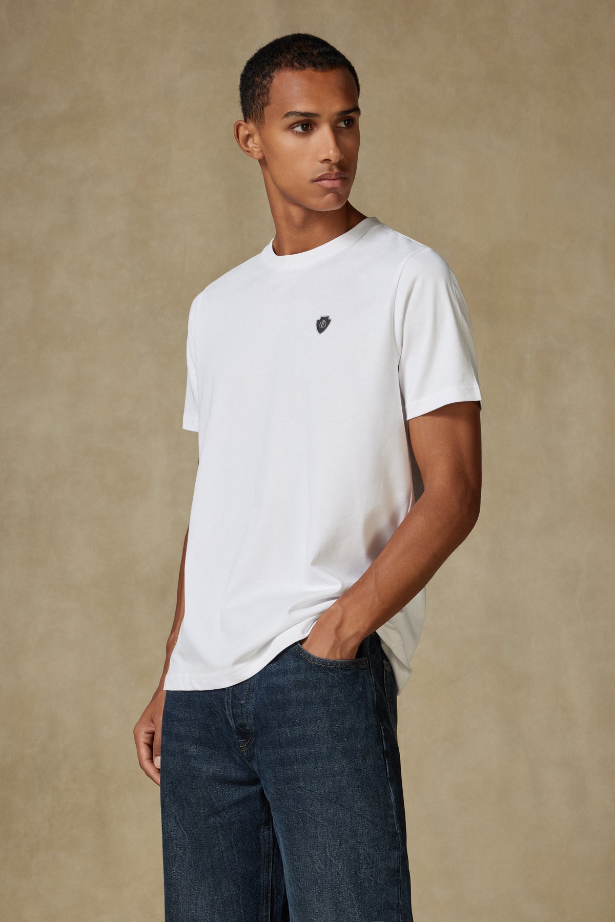 Abbate Edge Kalın Penye %100 Pamuk Comfort Fit Beyaz Bisiklet Yaka Erkek Düz T-Shirt