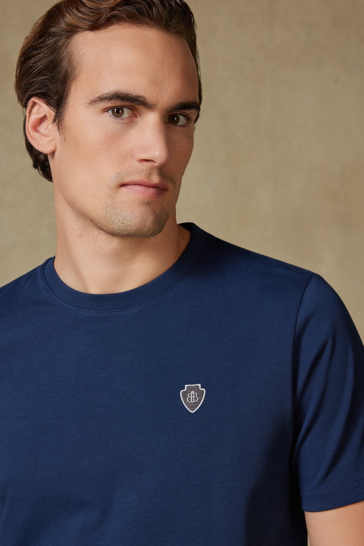 Abbate Edge Kalın Penye Pamuklu Comfort Fit Lacivert Bisiklet Yaka Erkek Düz T-Shirt