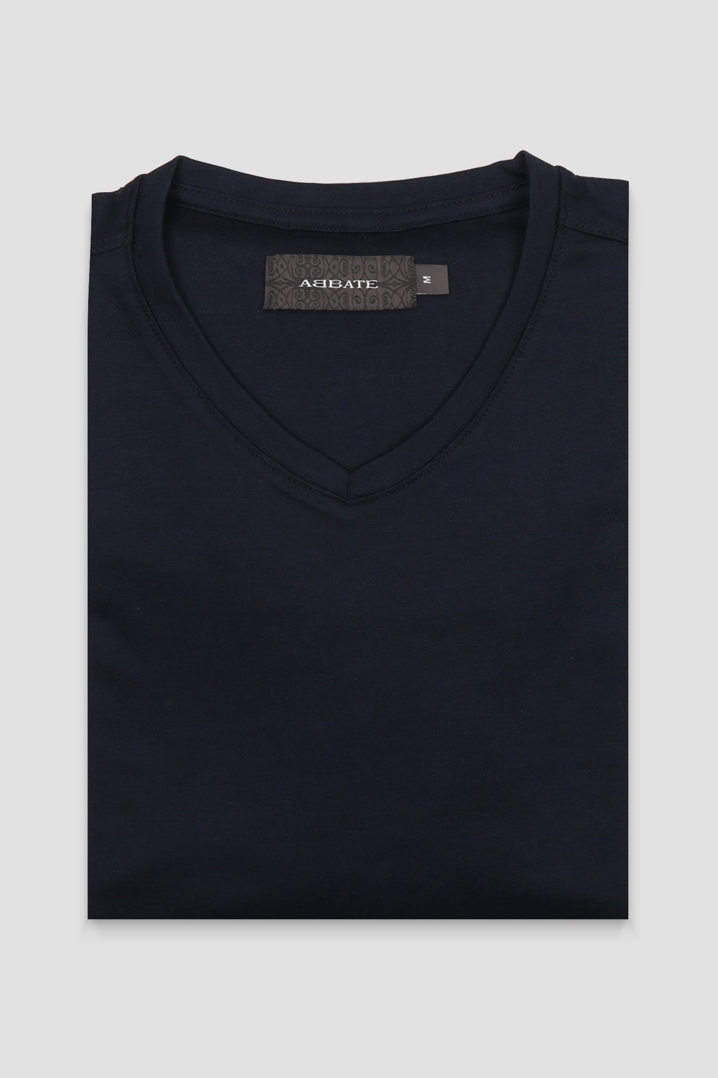 Abbate Vita Merserize Pamuklu Modern Fit Lacivert V Yaka Erkek Düz T-Shirt