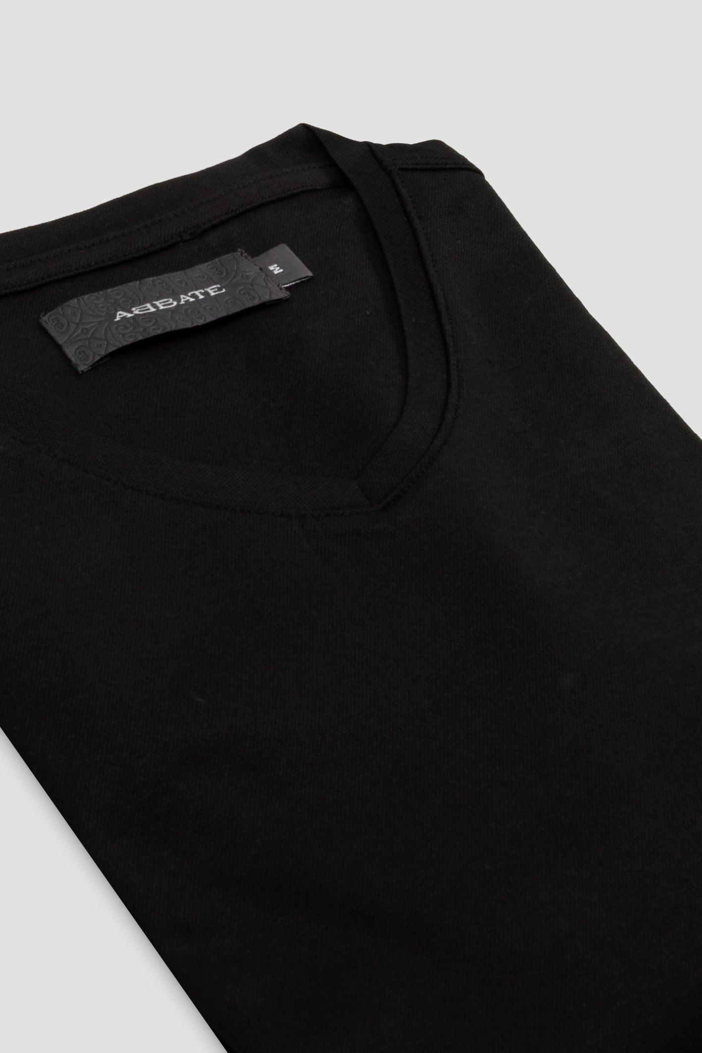 Abbate Vita Merserize Pamuklu Modern Fit Siyah V Yaka Erkek Düz T-Shirt
