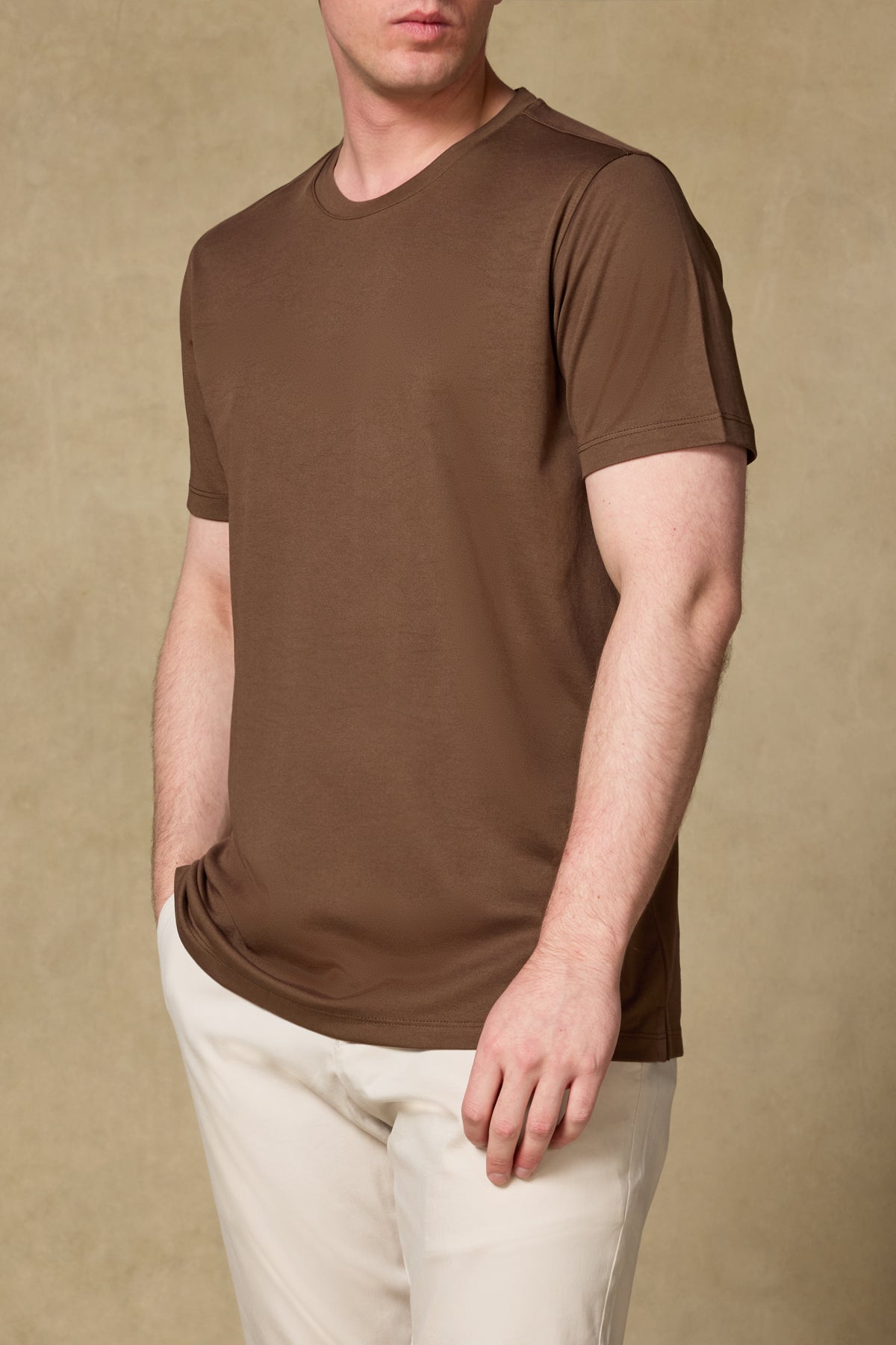 Abbate Palm Merserize Pamuklu Modern Fit Kahverengi Bisiklet Yaka Erkek Düz Polo Shirt