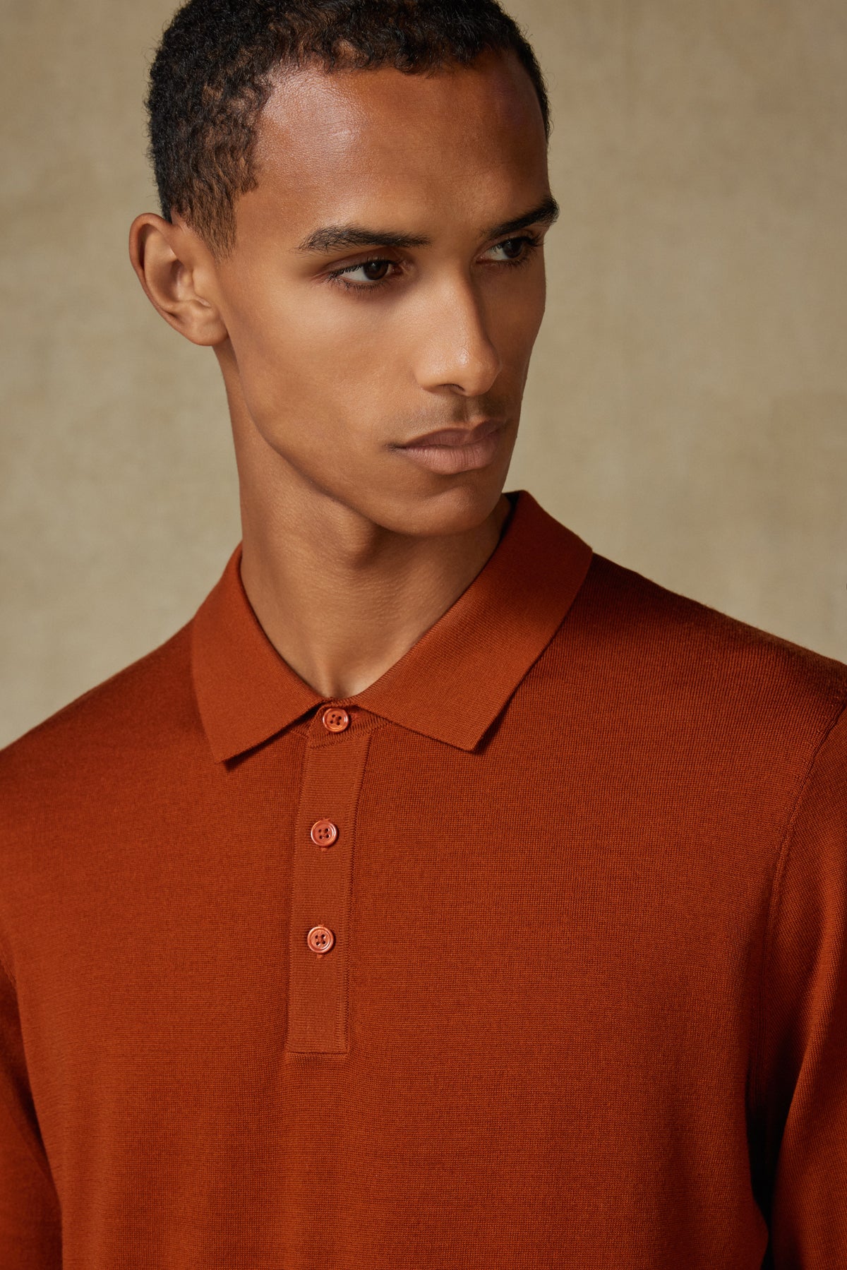 Abbate Nord Örme %100 Yün Modern Fit Kiremit Polo Yaka Erkek Düz Triko