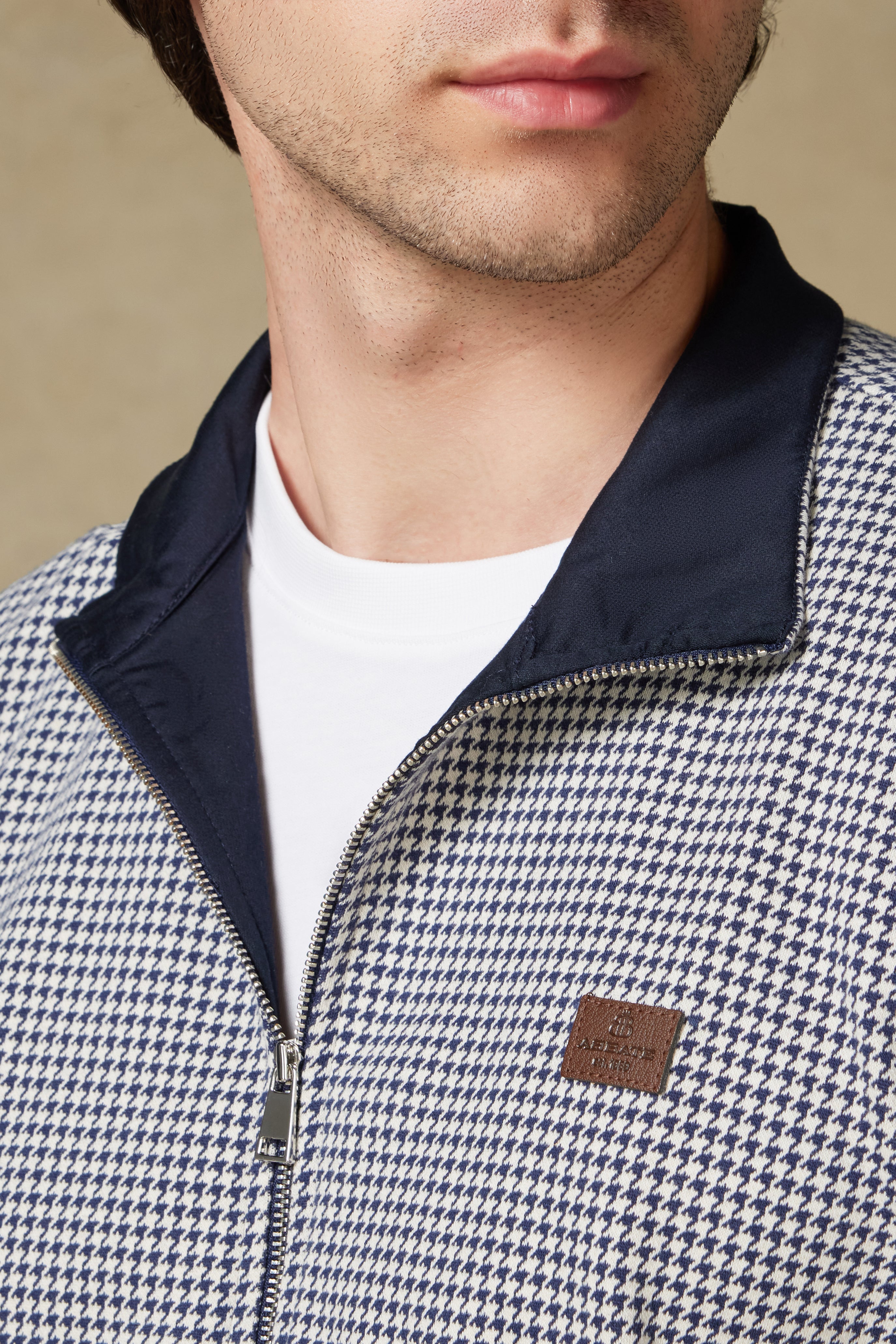 Abbate Edon Örme Kumaş Pamuklu Modern Fit Lacivert Dik Yaka Erkek Desenli Sweatshirt