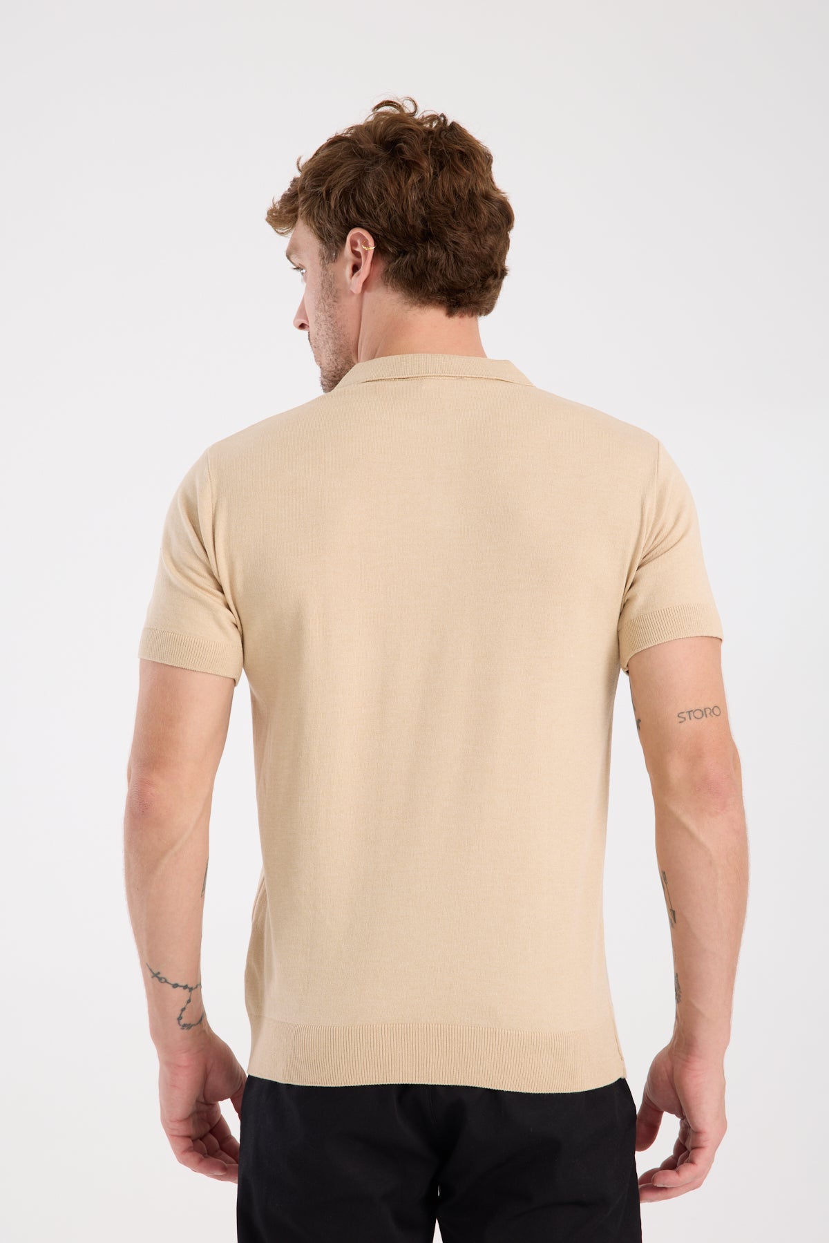 AClub Alfa Örme Kumaş Viskon Karışımlı Slim Fit Koyu Bej Polo Yaka Erkek Düz Polo Shirt
