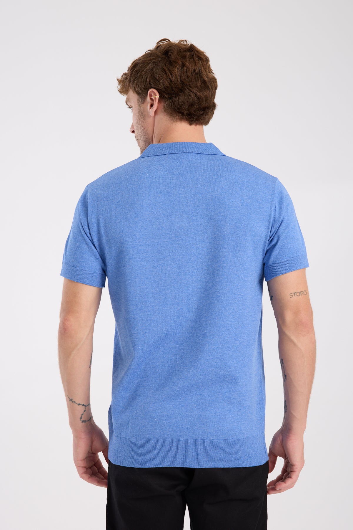 AClub Alfa Örme Kumaş Viskon Karışımlı Slim Fit Saks Polo Yaka Erkek Düz Polo Shirt