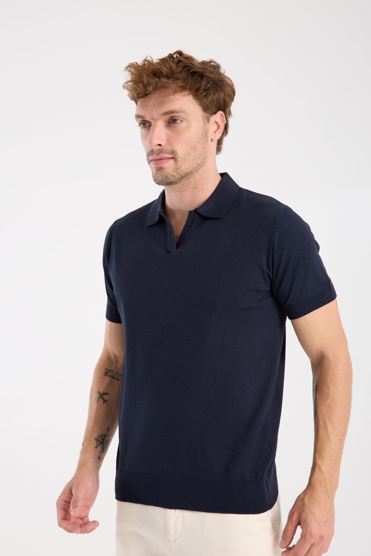 AClub Alfa Örme Kumaş Viskon Karışımlı Slim Fit Lacivert Polo Yaka Erkek Düz Polo Shirt
