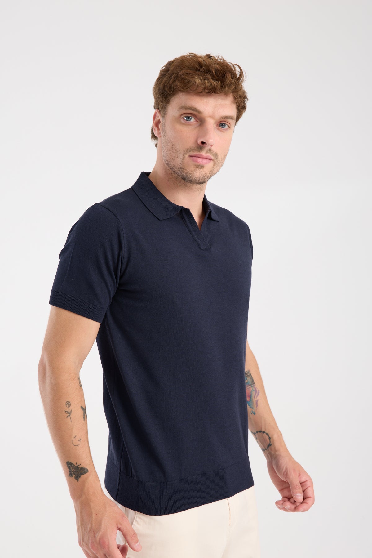 AClub Alfa Örme Kumaş Viskon Karışımlı Slim Fit Lacivert Polo Yaka Erkek Düz Polo Shirt