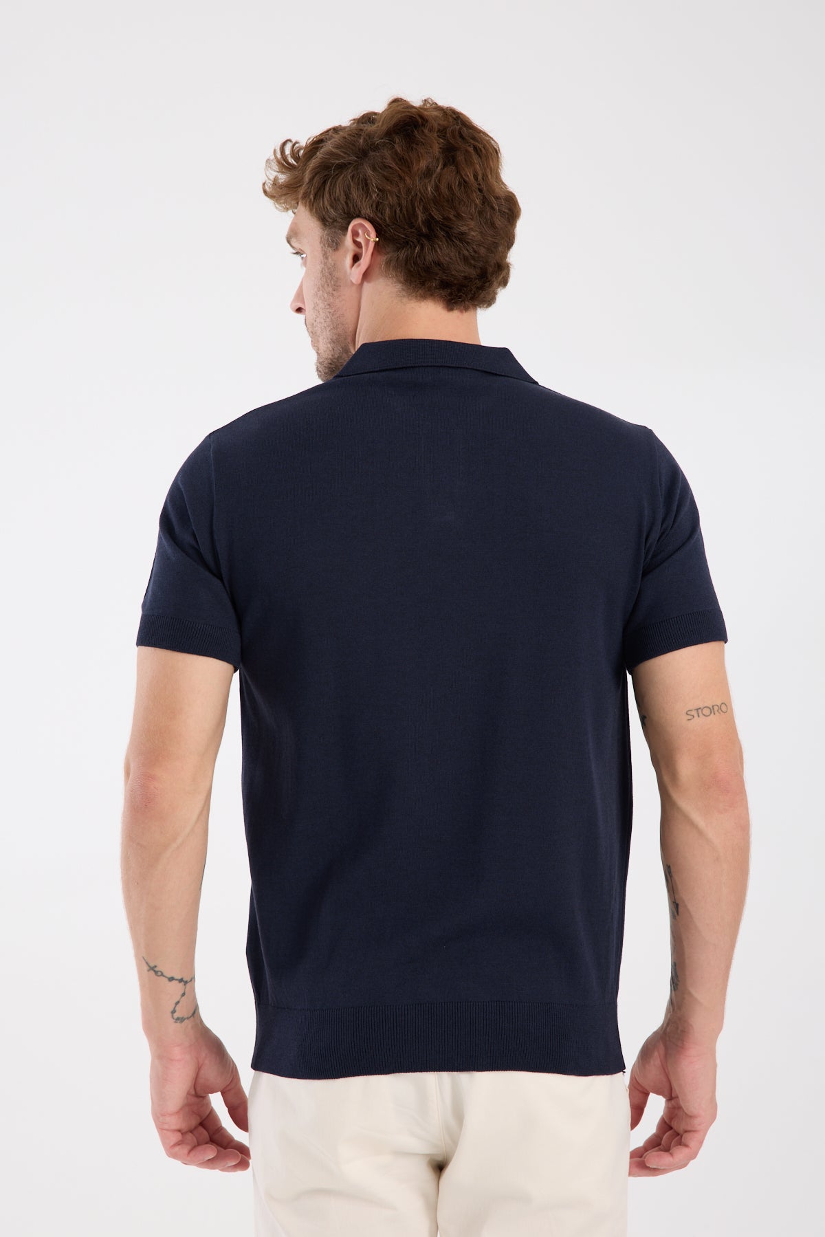 AClub Alfa Örme Kumaş Viskon Karışımlı Slim Fit Lacivert Polo Yaka Erkek Düz Polo Shirt