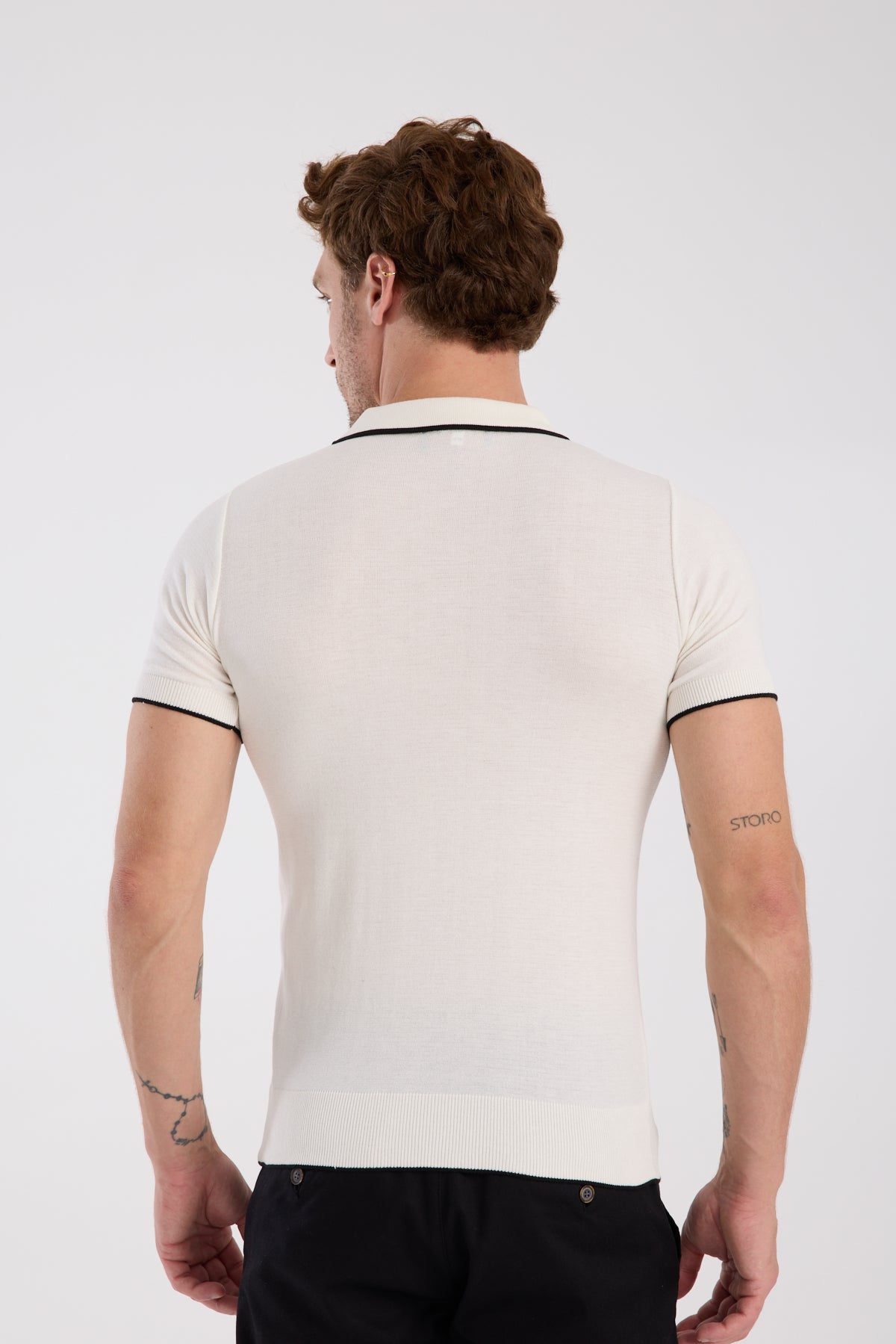 AClub Echo Örme Kumaş Viskon Karışımlı Slim Fit Ekru Polo Yaka Erkek Düz Polo Shirt