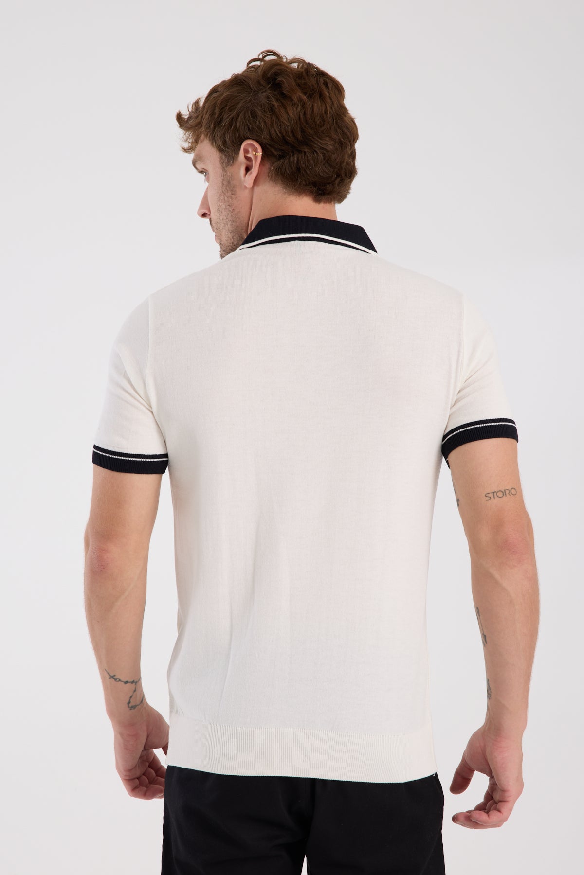 AClub Echo Örme Kumaş Viskon Karışımlı Slim Fit Ekru Polo Yaka Erkek Desenli Polo Shirt