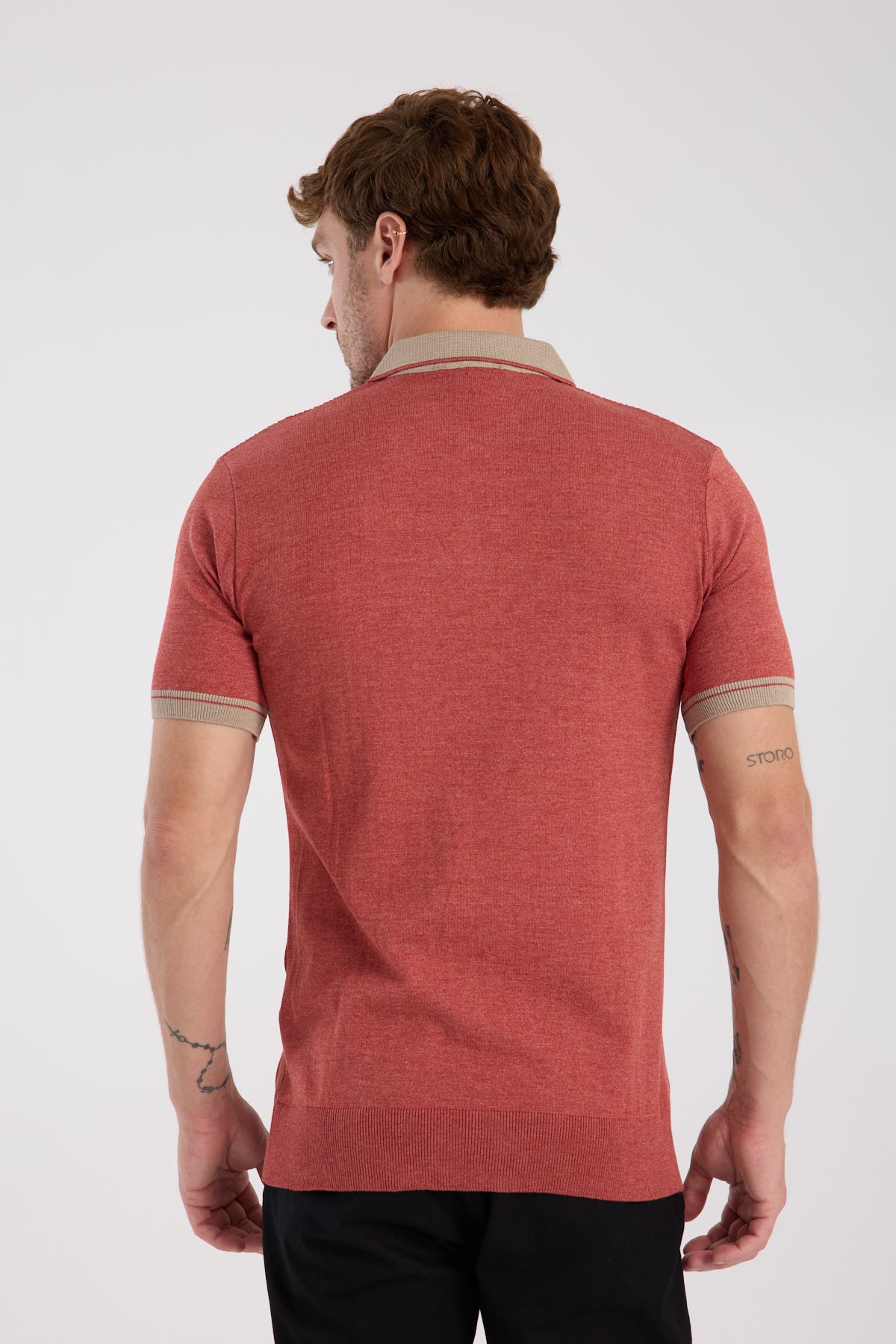 AClub Echo Örme Kumaş Viskon Karışımlı Slim Fit Kiremit Polo Yaka Erkek Desenli Polo Shirt