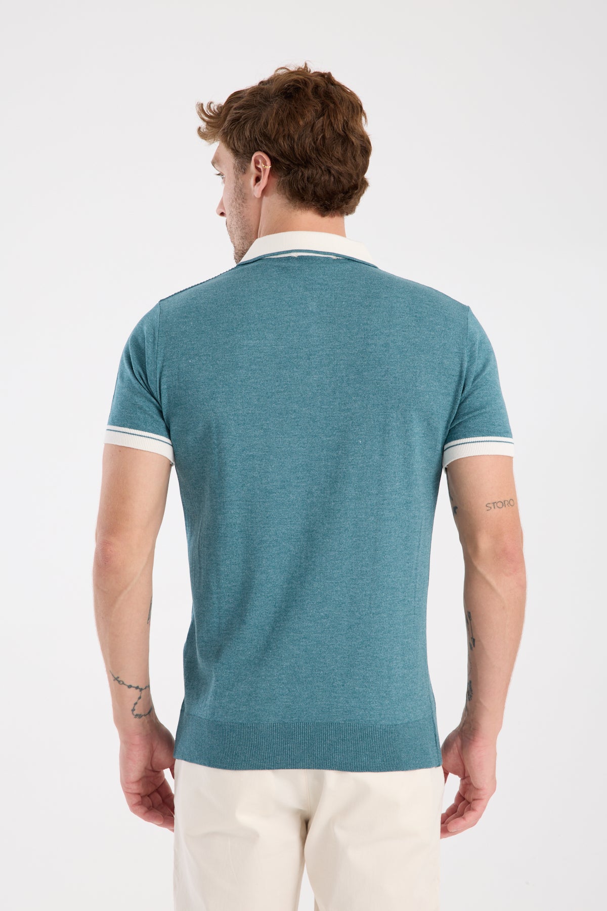AClub Echo Örme Kumaş Viskon Karışımlı Slim Fit Petrol Polo Yaka Erkek Desenli Polo Shirt