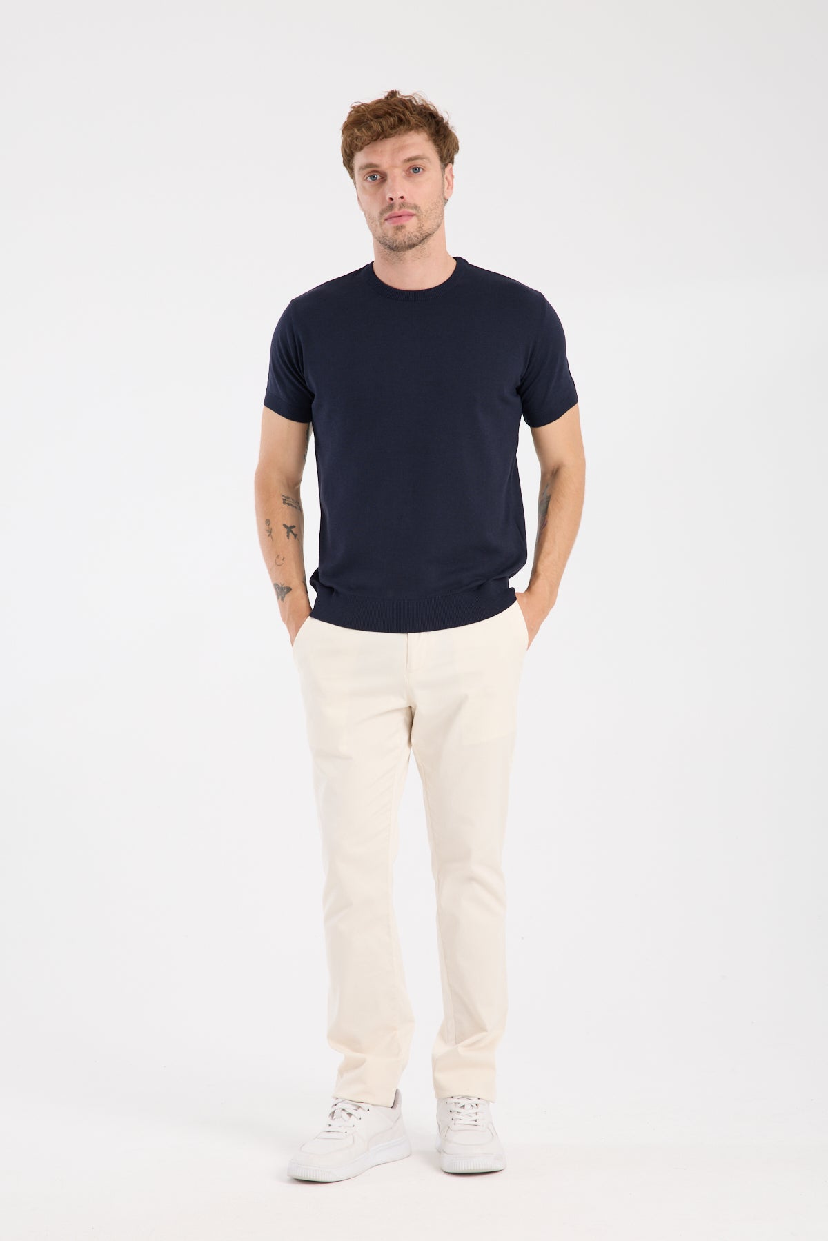 AClub Zulu Örme Kumaş Viskon Karışımlı Slim Fit Lacivert Bisiklet Yaka Erkek Düz T-Shirt