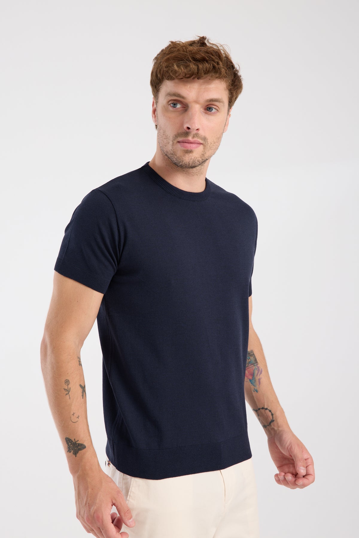 AClub Zulu Örme Kumaş Viskon Karışımlı Slim Fit Lacivert Bisiklet Yaka Erkek Düz T-Shirt