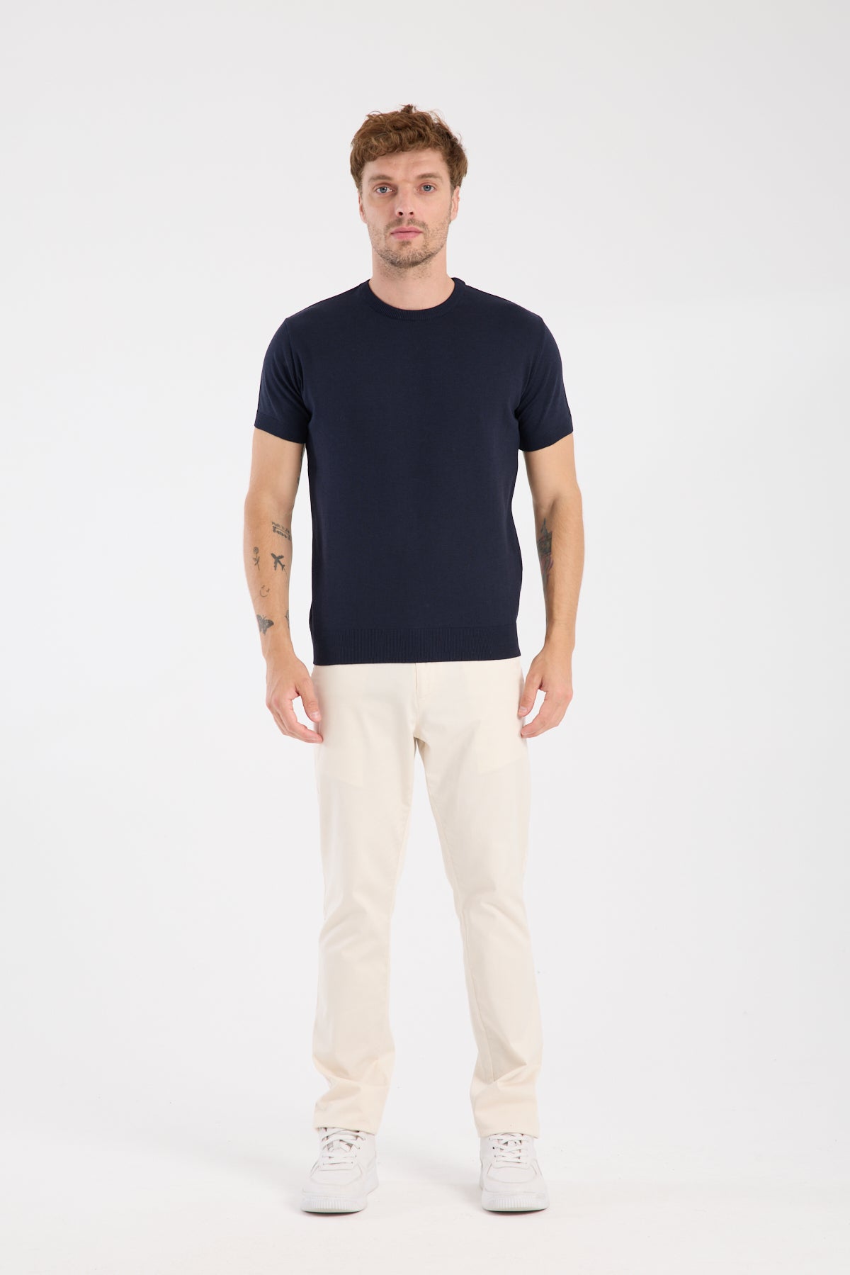 AClub Zulu Örme Kumaş Viskon Karışımlı Slim Fit Lacivert Bisiklet Yaka Erkek Düz T-Shirt