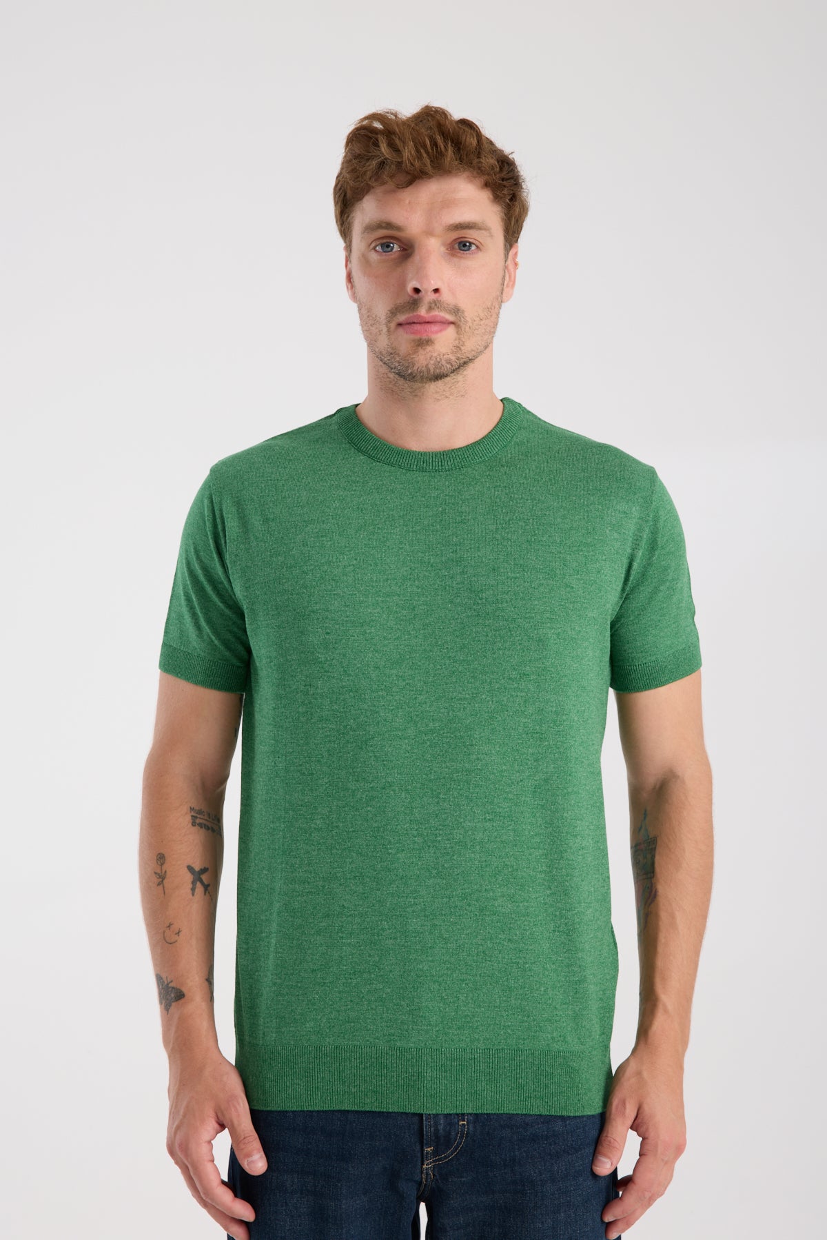 AClub Zulu Örme Kumaş Viskon Karışımlı Slim Fit Yeşil Bisiklet Yaka Erkek Düz T-Shirt