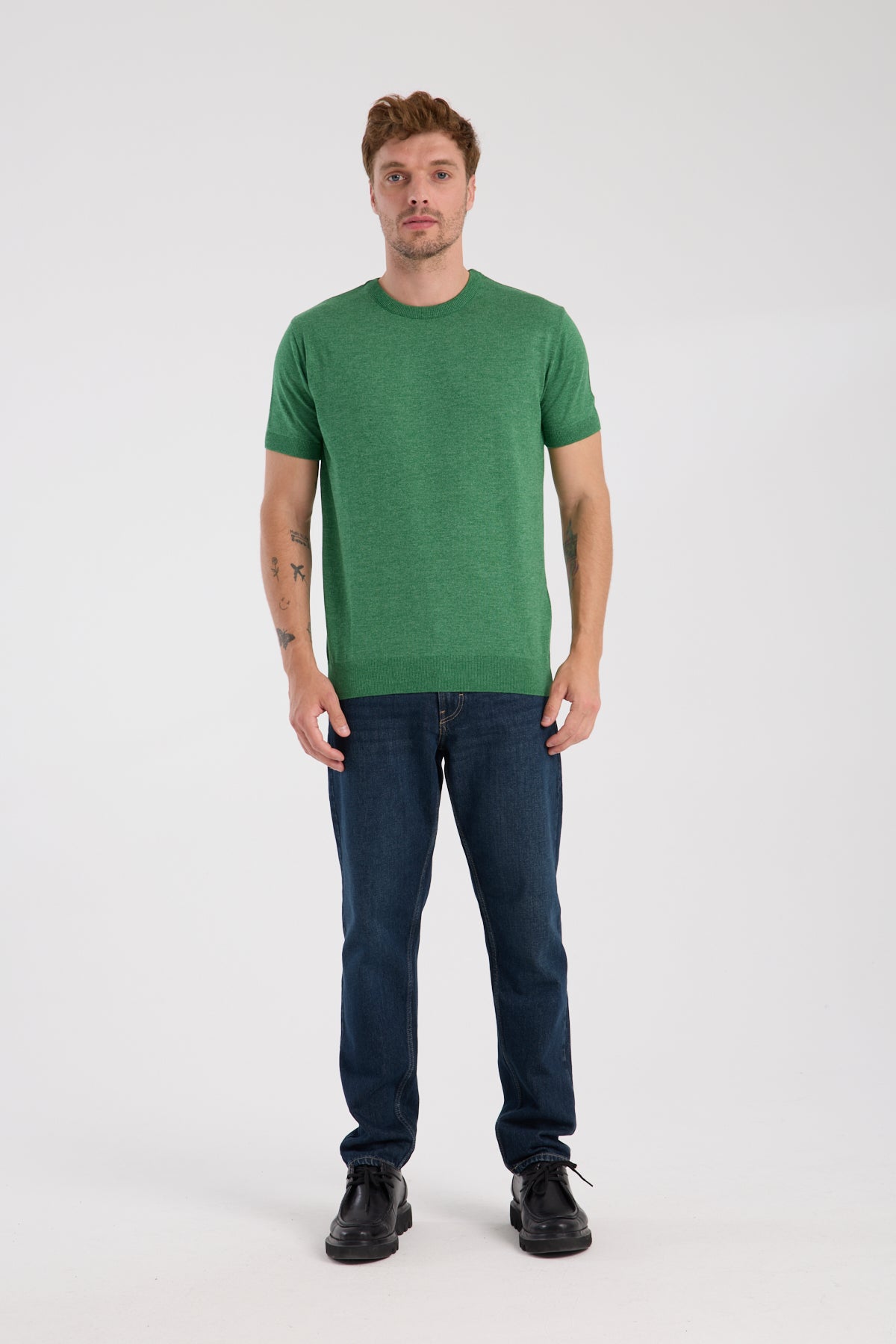 AClub Zulu Örme Kumaş Viskon Karışımlı Slim Fit Yeşil Bisiklet Yaka Erkek Düz T-Shirt