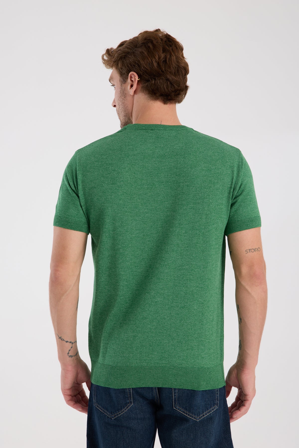 AClub Zulu Örme Kumaş Viskon Karışımlı Slim Fit Yeşil Bisiklet Yaka Erkek Düz T-Shirt