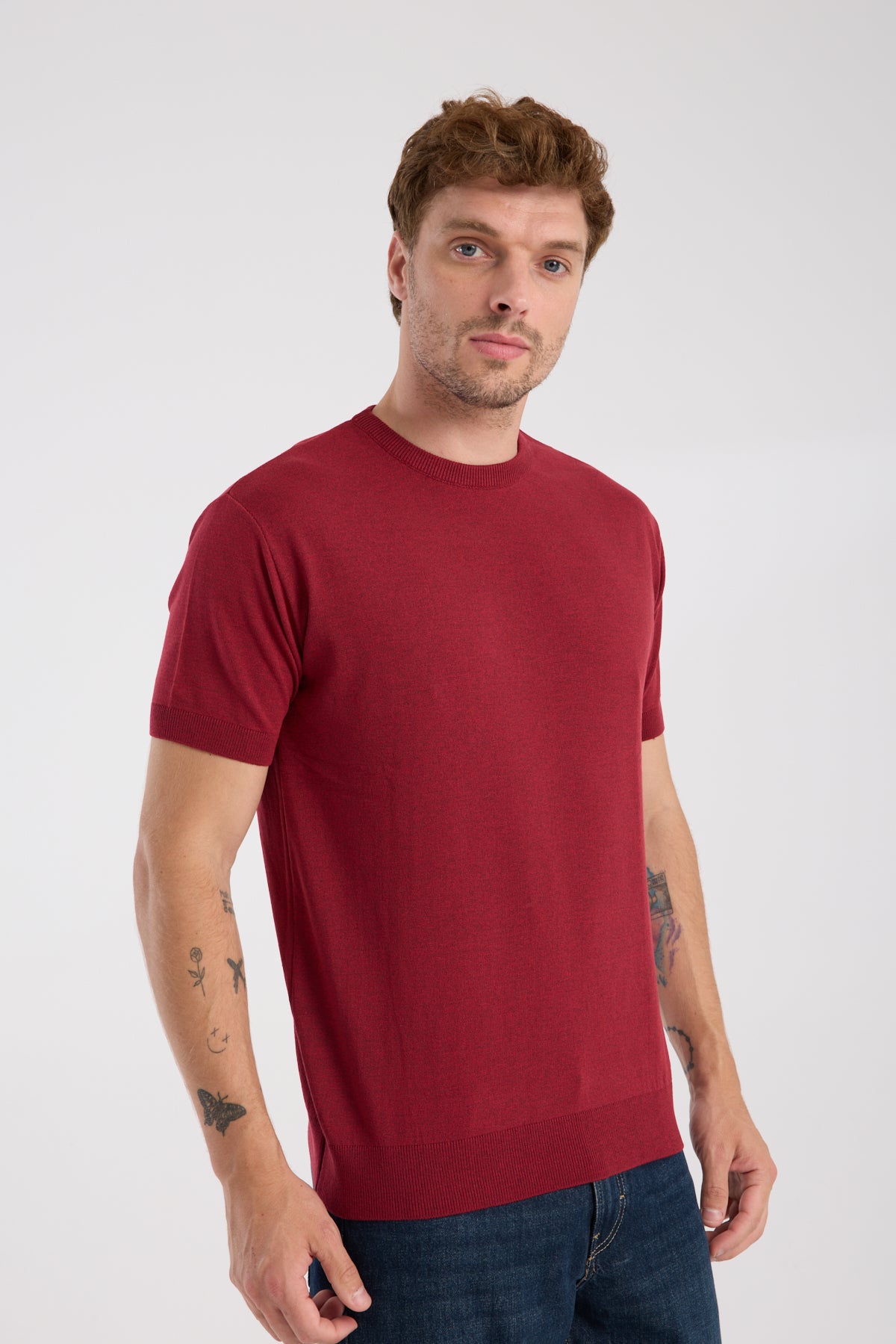 AClub Zulu Örme Kumaş Viskon Karışımlı Slim Fit Kırmızı Bisiklet Yaka Erkek Düz T-Shirt