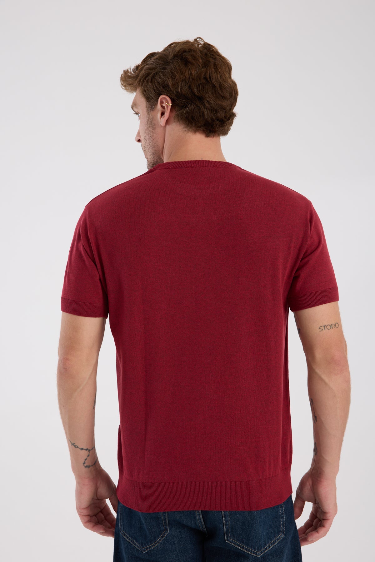 AClub Zulu Örme Kumaş Viskon Karışımlı Slim Fit Kırmızı Bisiklet Yaka Erkek Düz T-Shirt