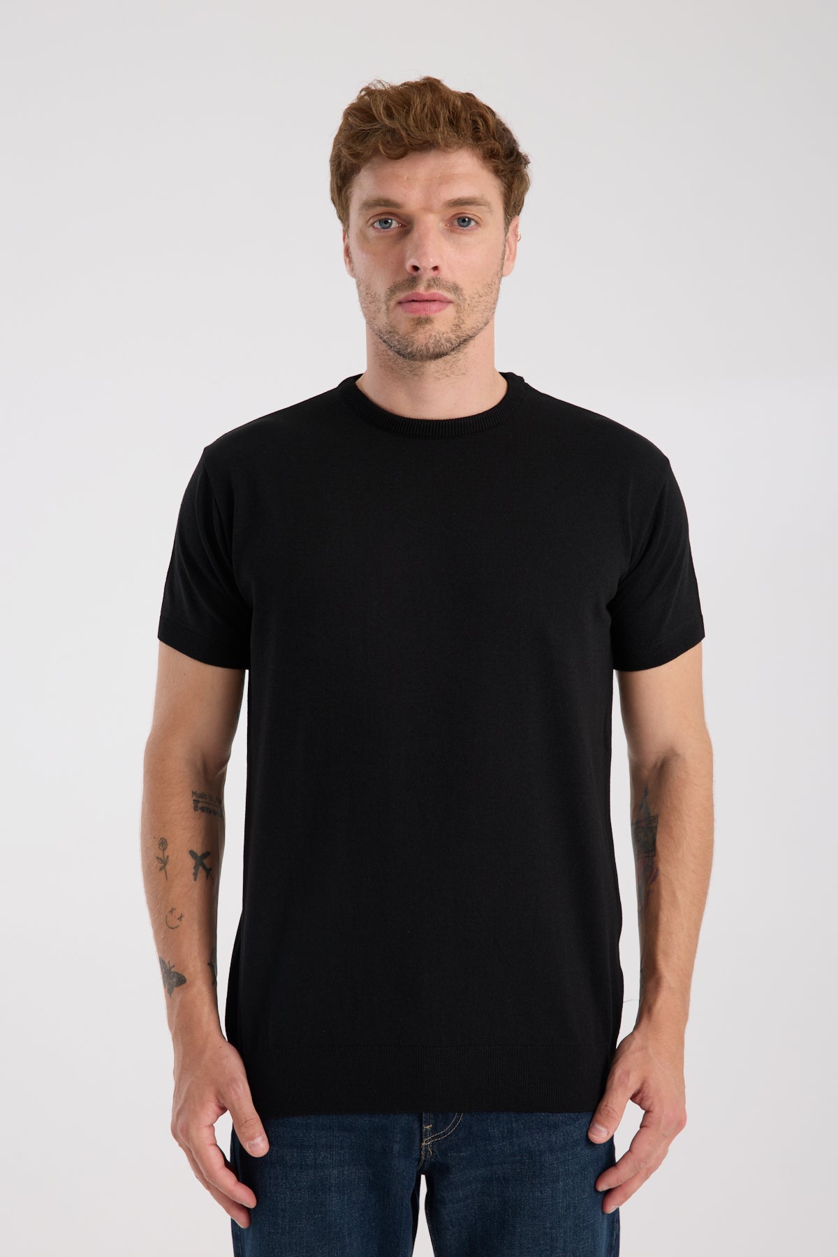 AClub Zulu Örme Kumaş Viskon Karışımlı Slim Fit Siyah Bisiklet Yaka Erkek Düz T-Shirt