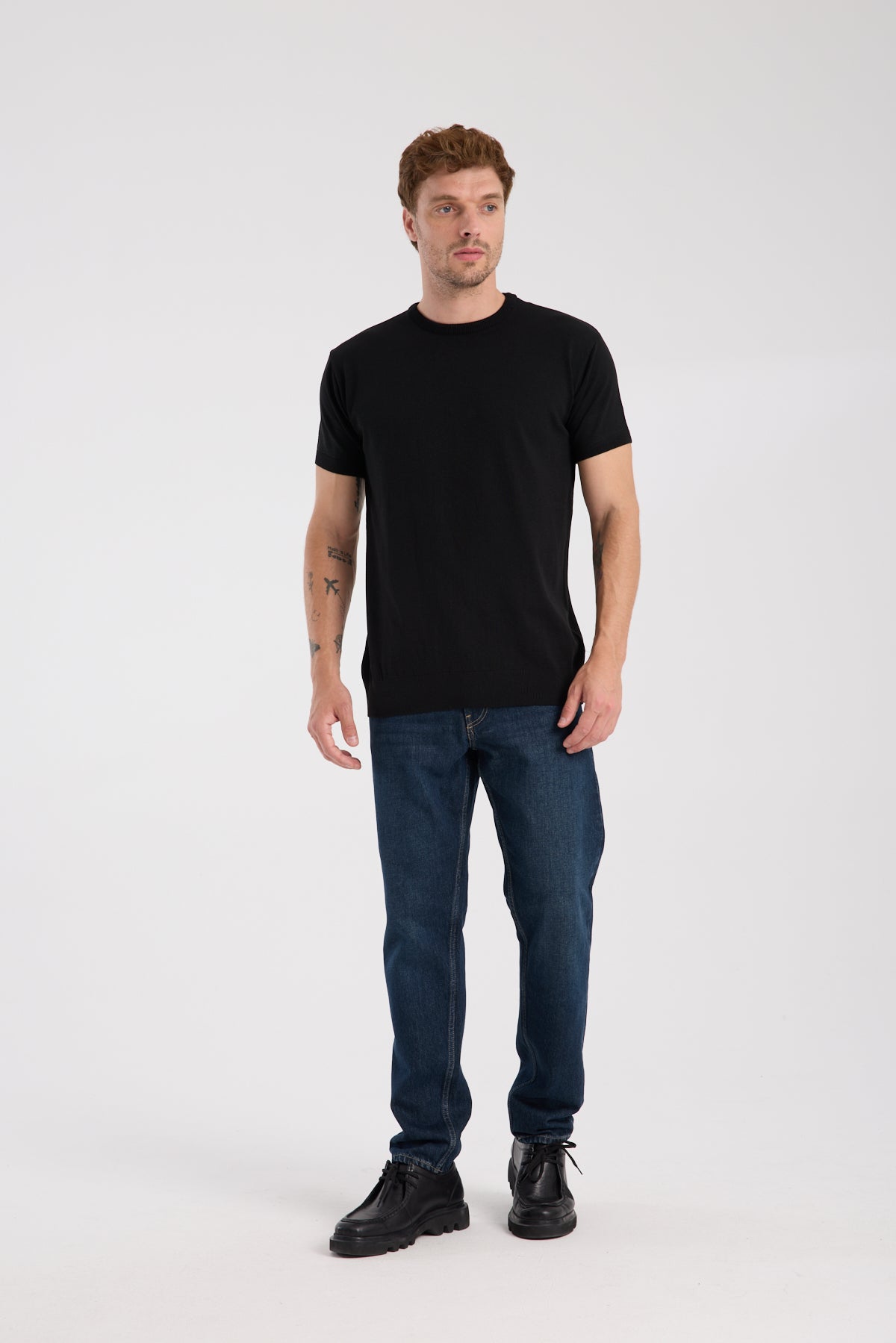 AClub Zulu Örme Kumaş Viskon Karışımlı Slim Fit Siyah Bisiklet Yaka Erkek Düz T-Shirt