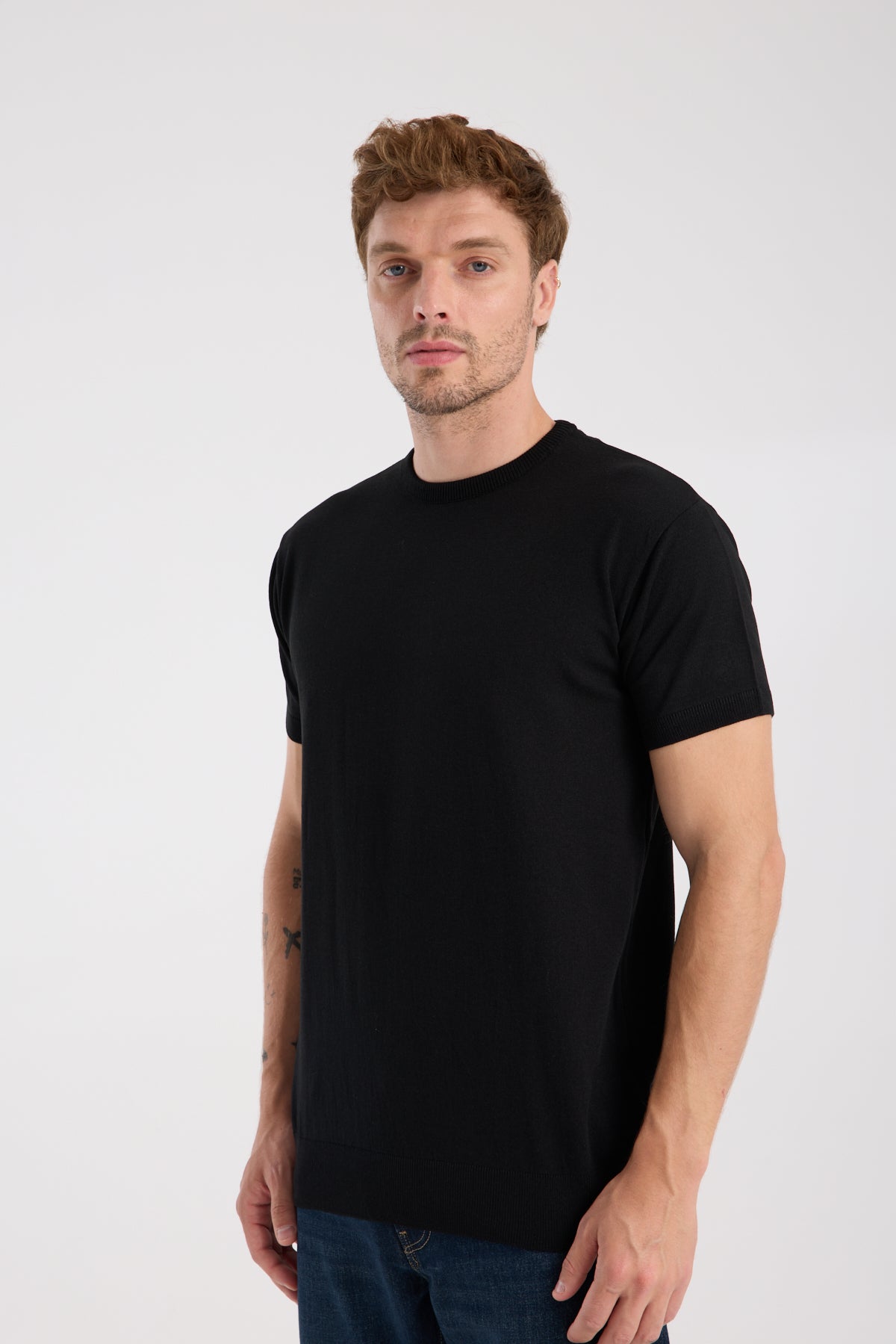AClub Zulu Örme Kumaş Viskon Karışımlı Slim Fit Siyah Bisiklet Yaka Erkek Düz T-Shirt