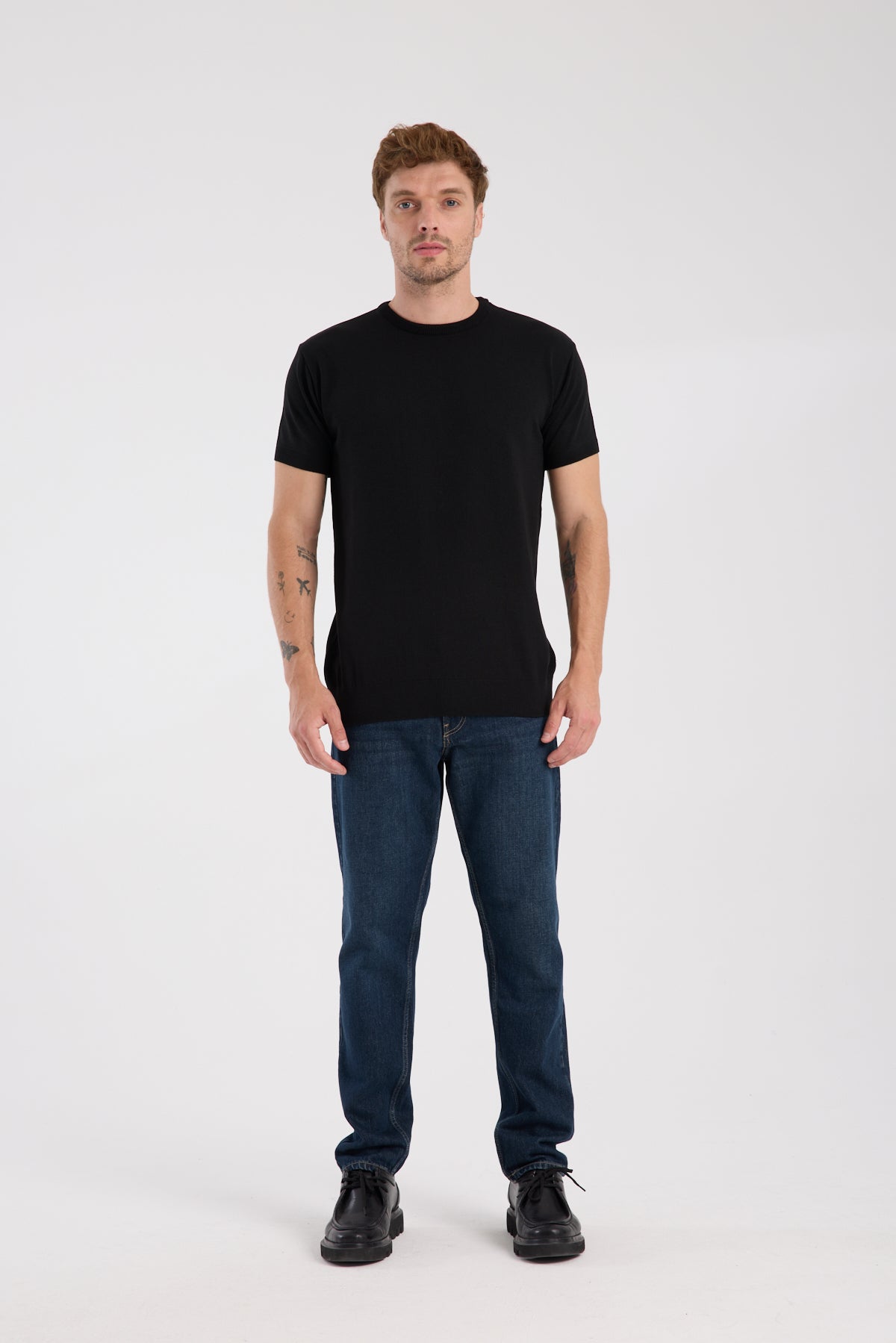 AClub Zulu Örme Kumaş Viskon Karışımlı Slim Fit Siyah Bisiklet Yaka Erkek Düz T-Shirt