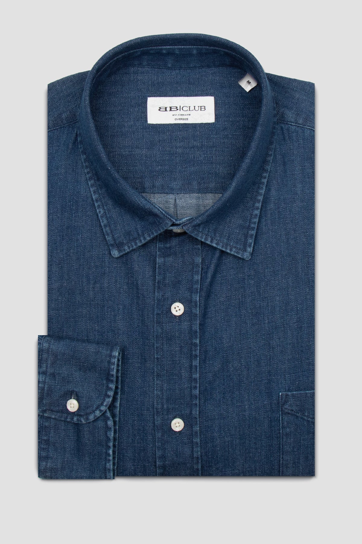 BB Club Rio Denim Pamuklu Oversize Fit Lacivert Klasik Yaka Erkek Düz Gömlek