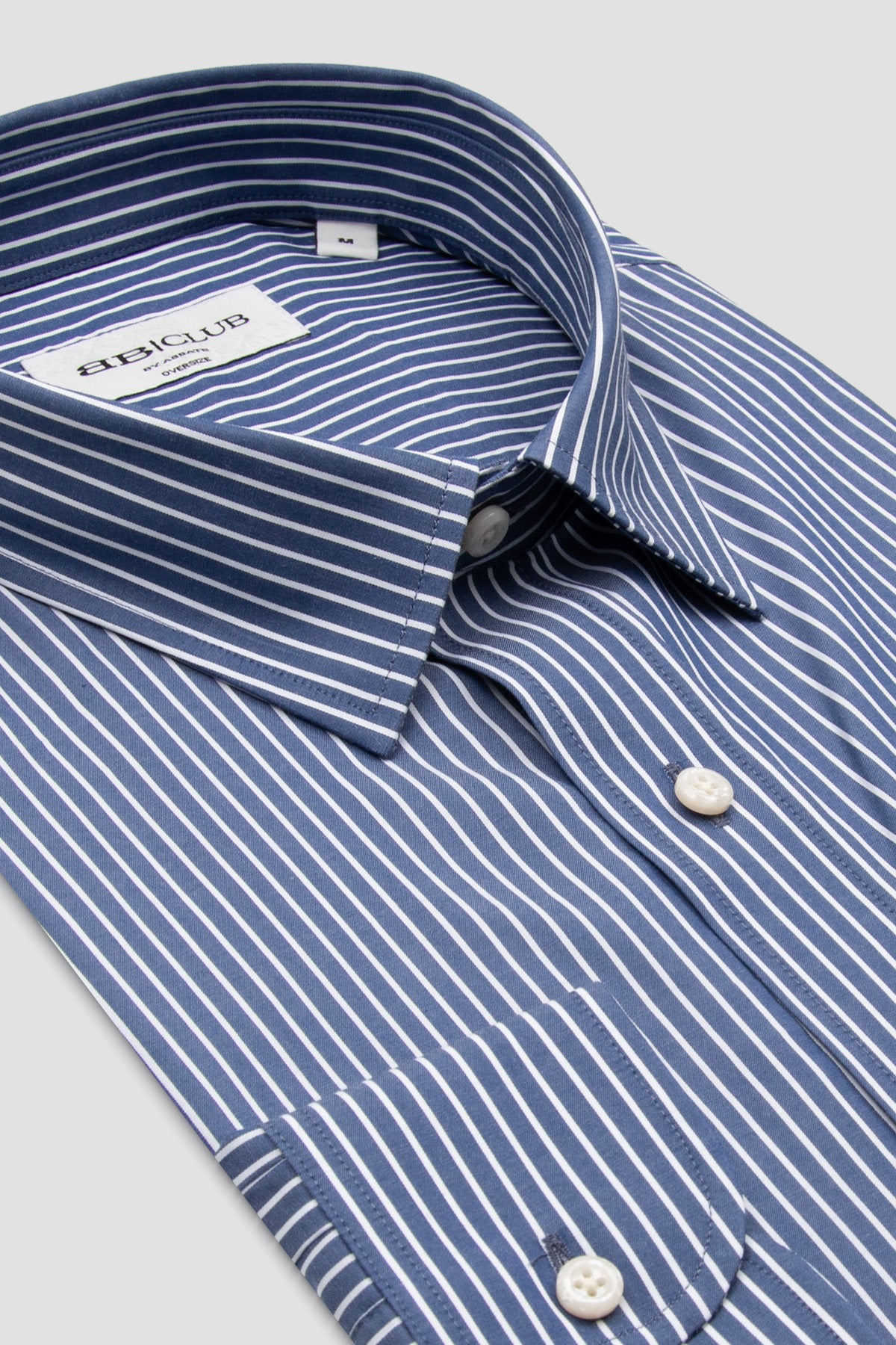 BB Club Rio Twill Pamuklu Oversize Fit Lacivert Klasik Yaka Erkek Çizgili Gömlek