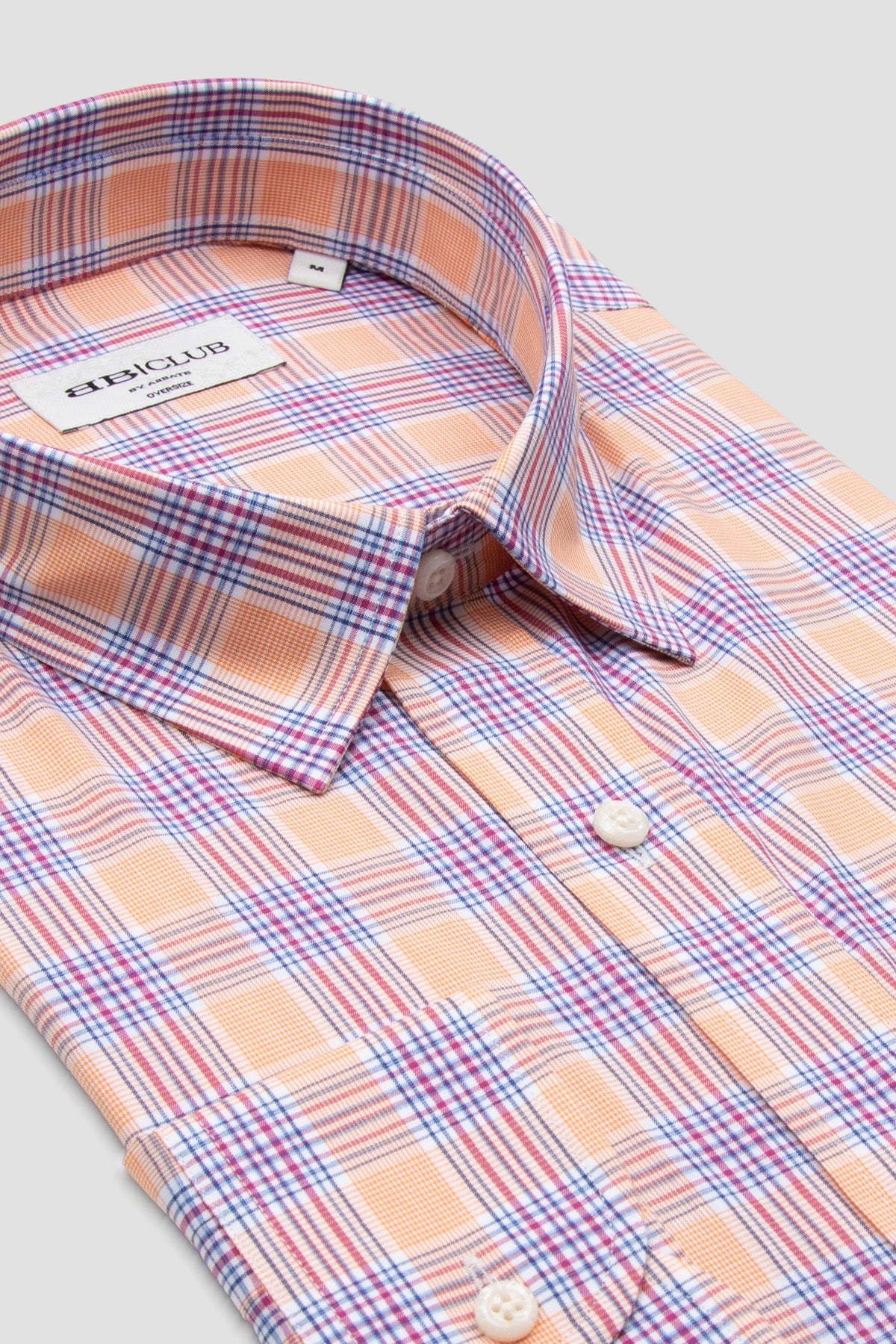 BB Club Rio Oxford Pamuklu Oversize Fit Turuncu Klasik Yaka Erkek Ekoseli Gömlek