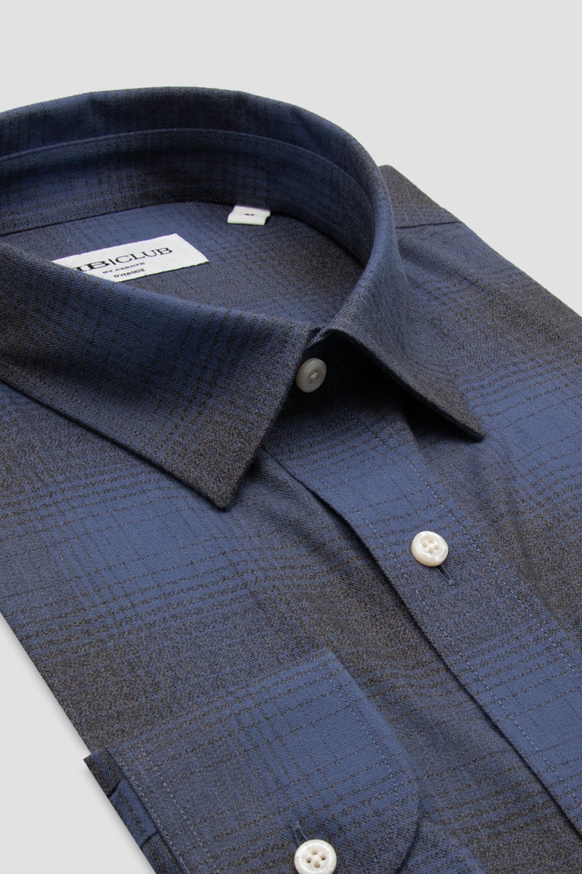 BB Club Rio Flanel Pamuklu Oversize Fit Lacivert Klasik Yaka Erkek Ekoseli Gömlek