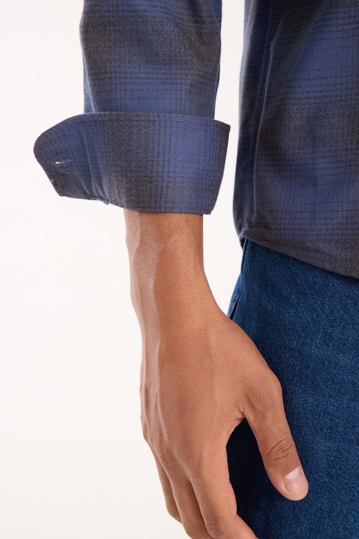 BB Club Rio Flanel Pamuklu Oversize Fit Lacivert Klasik Yaka Erkek Ekoseli Gömlek