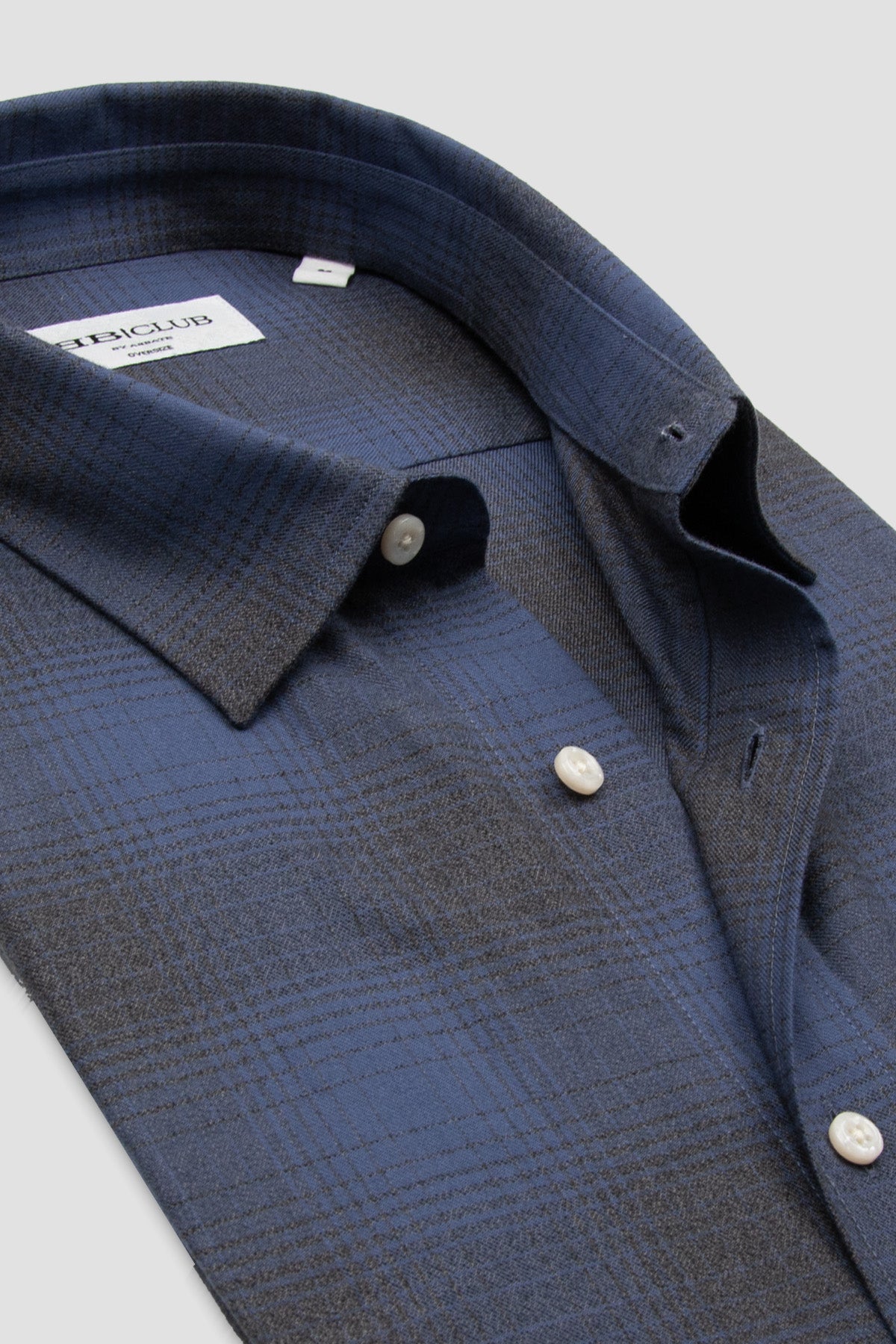 BB Club Rio Flanel Pamuklu Oversize Fit Lacivert Klasik Yaka Erkek Ekoseli Gömlek
