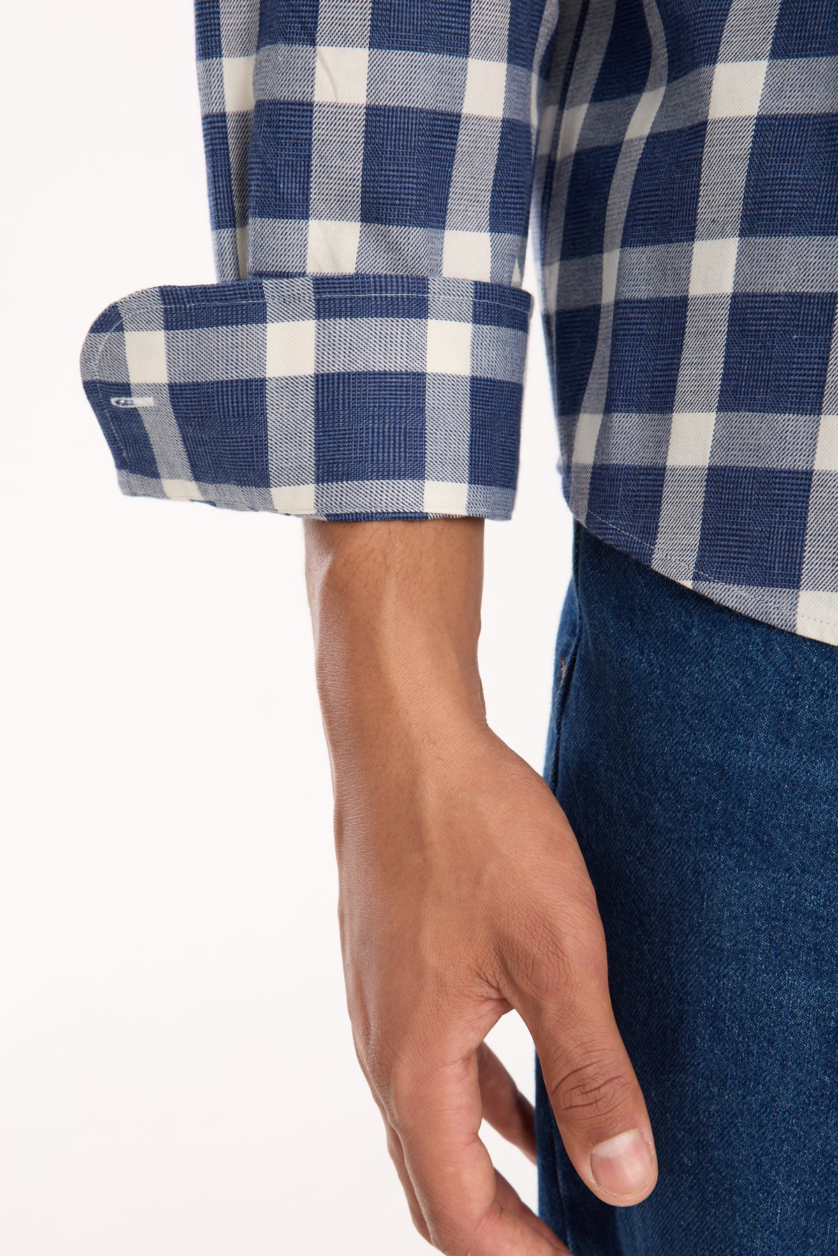 BB Club Rio Dokuma Pamuklu Oversize Fit Lacivert Klasik Yaka Erkek Kareli Gömlek