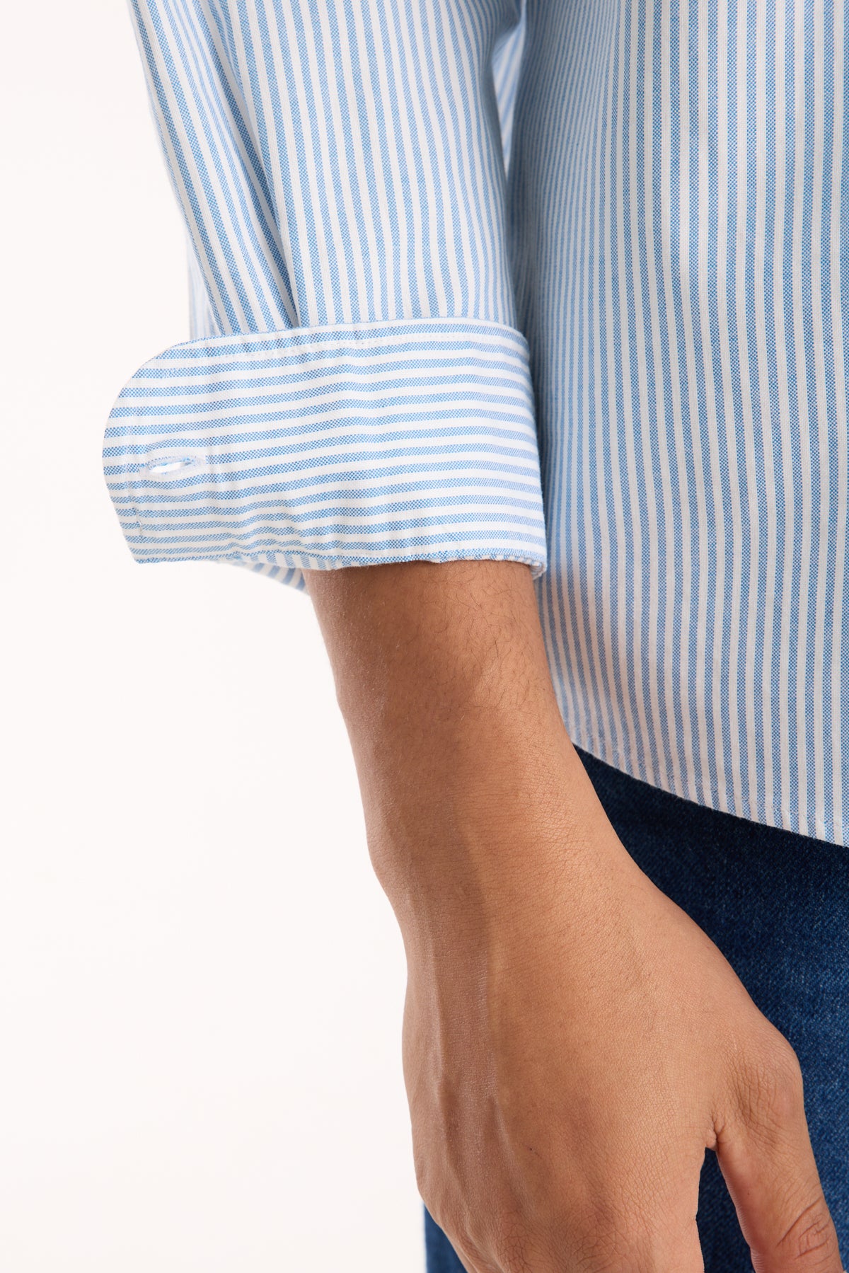 BB Club Rio Oxford Stretch Pamuk Karışımlı Oversize Fit Mavi Klasik Yaka Erkek Çizgili Gömlek