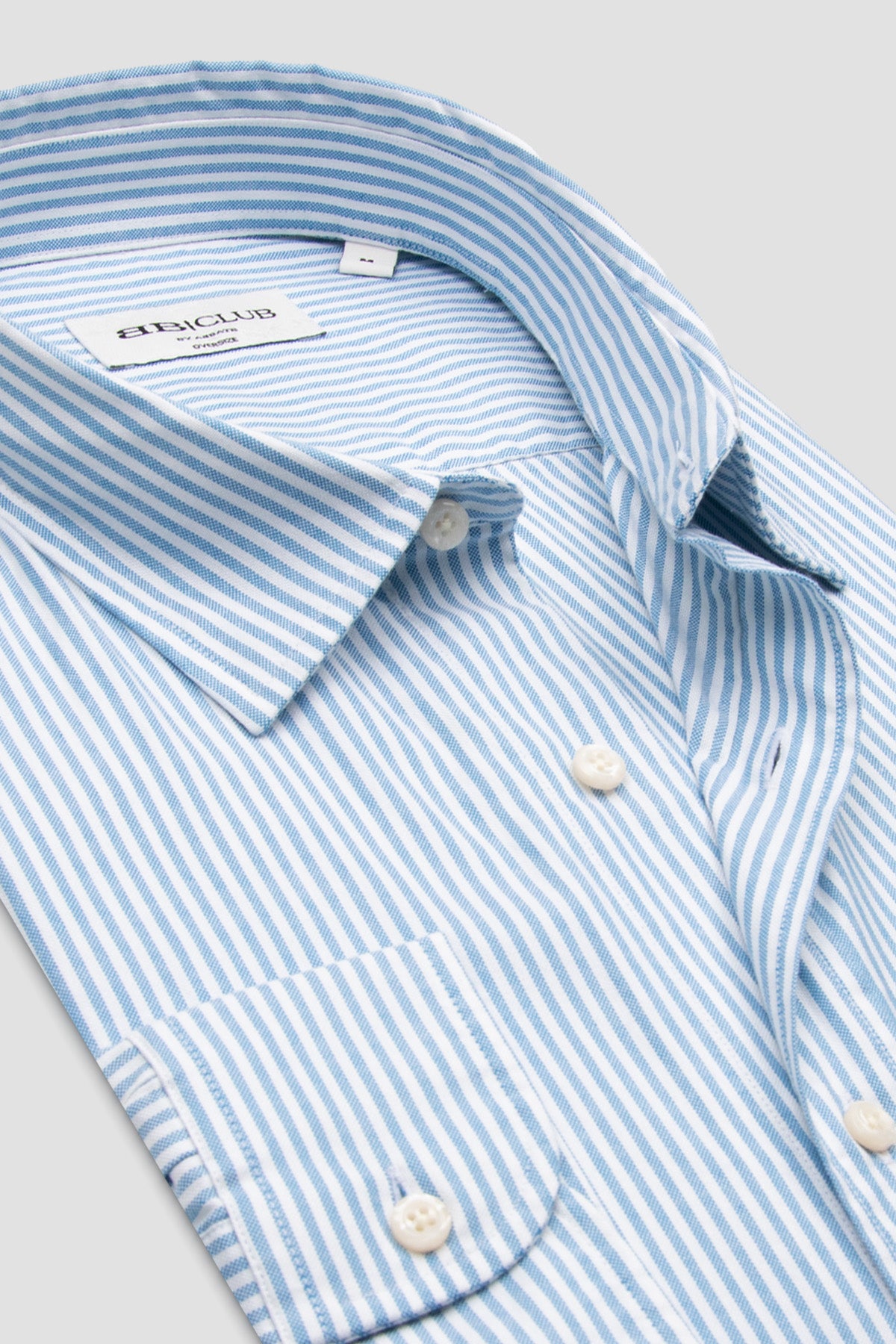 BB Club Rio Oxford Stretch Pamuk Karışımlı Oversize Fit Mavi Klasik Yaka Erkek Çizgili Gömlek