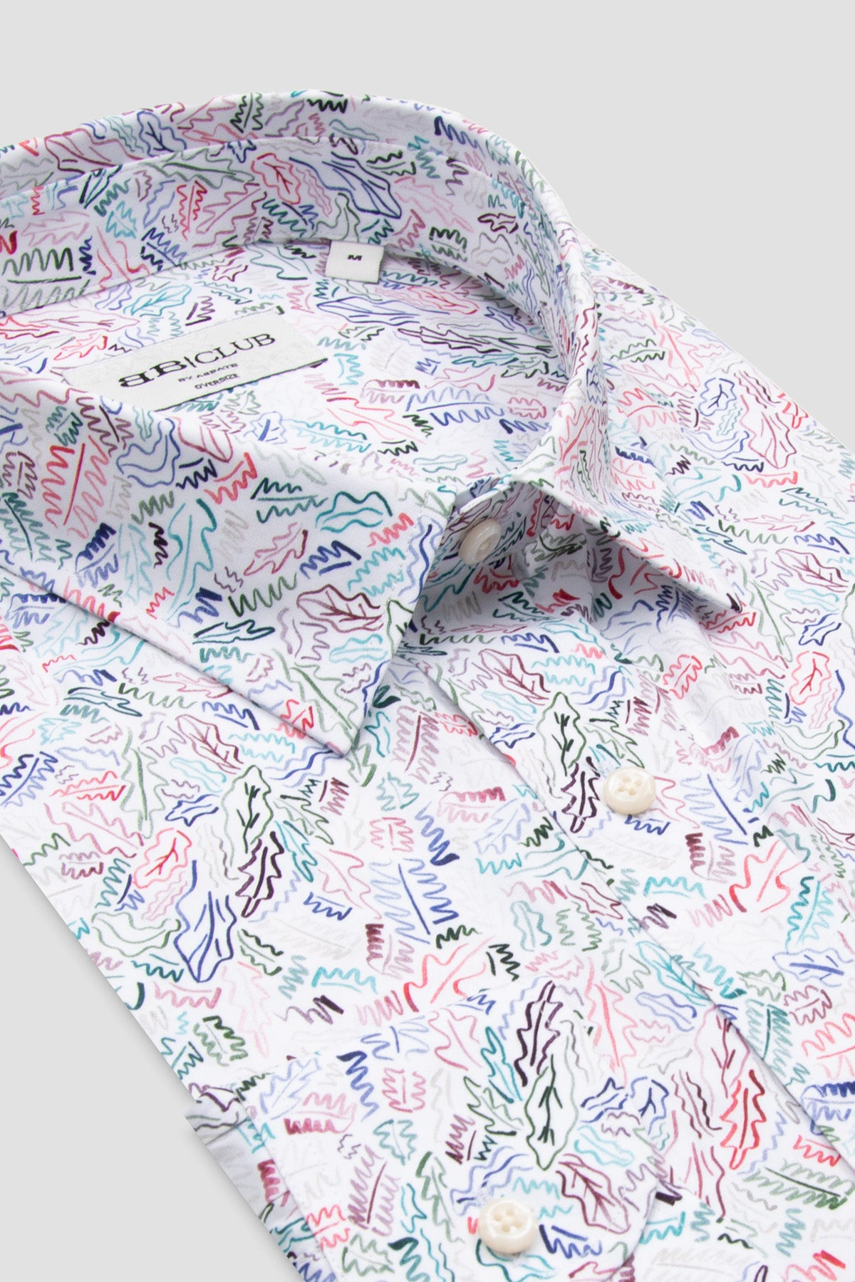 BB Club Rio Poplin %100 Pamuk Oversize Fit Beyaz Klasik Yaka Erkek Baskılı Gömlek