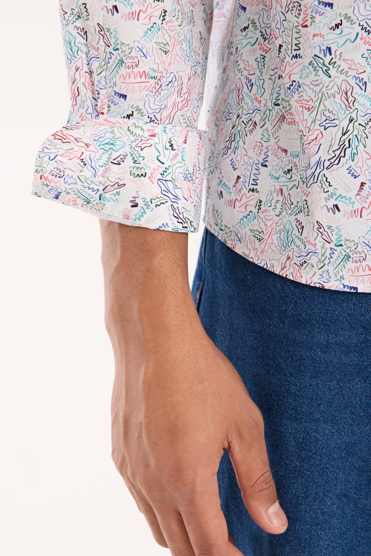 BB Club Rio Poplin %100 Pamuk Oversize Fit Beyaz Klasik Yaka Erkek Baskılı Gömlek