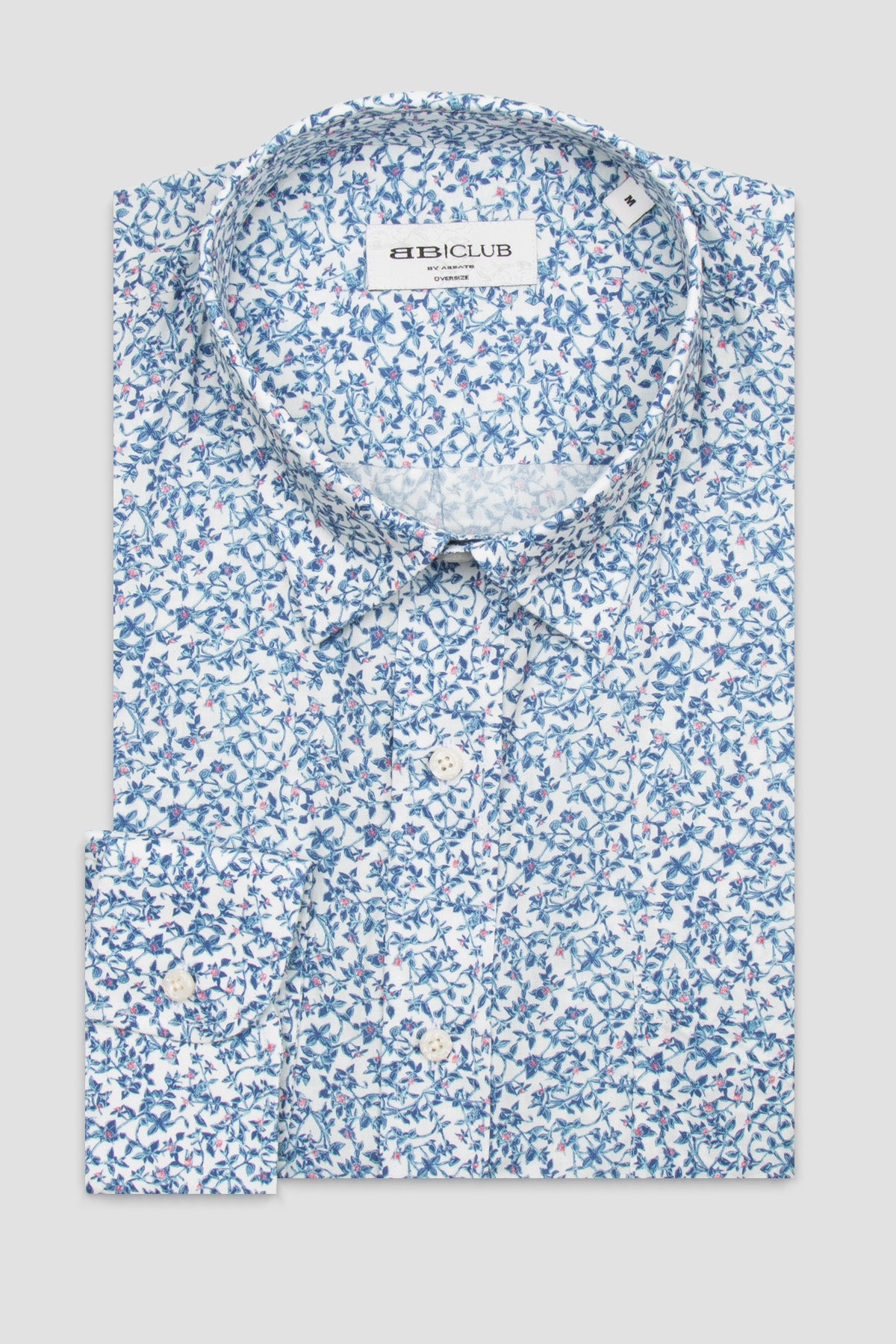 BB Club Rio Poplin Pamuklu Oversize Fit Beyaz Klasik Yaka Erkek Baskılı Gömlek