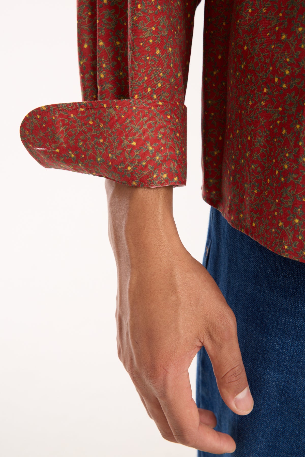 BB Club Rio Poplin Pamuklu Oversize Fit Kırmızı Klasik Yaka Erkek Baskılı Gömlek