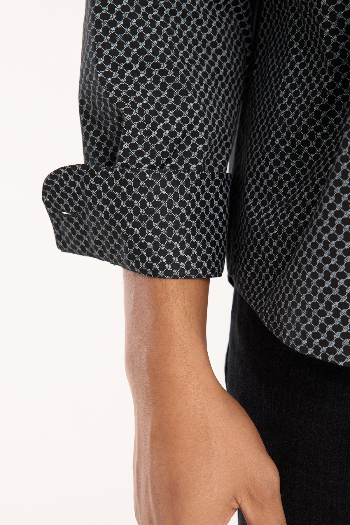 BB Club Rio Poplin Stretch Pamuk Karışımlı Oversize Fit Siyah Klasik Yaka Erkek Baskılı Gömlek