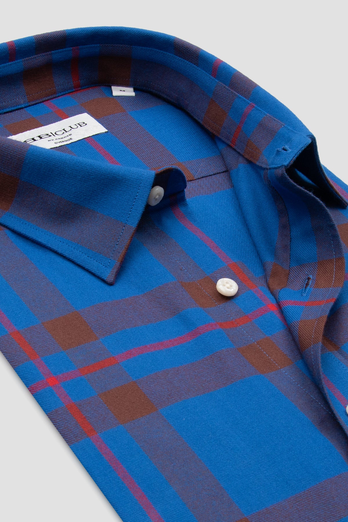 BB Club Rio Twill Pamuklu Oversize Fit Lacivert Klasik Yaka Erkek Ekoseli Gömlek