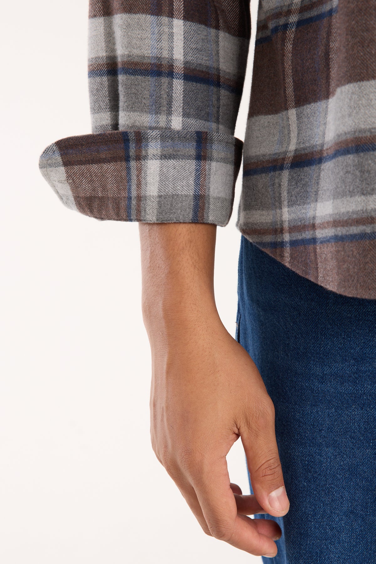 BB Club Rio Flanel Pamuklu Oversize Fit Kahverengi Klasik Yaka Erkek Ekoseli Gömlek