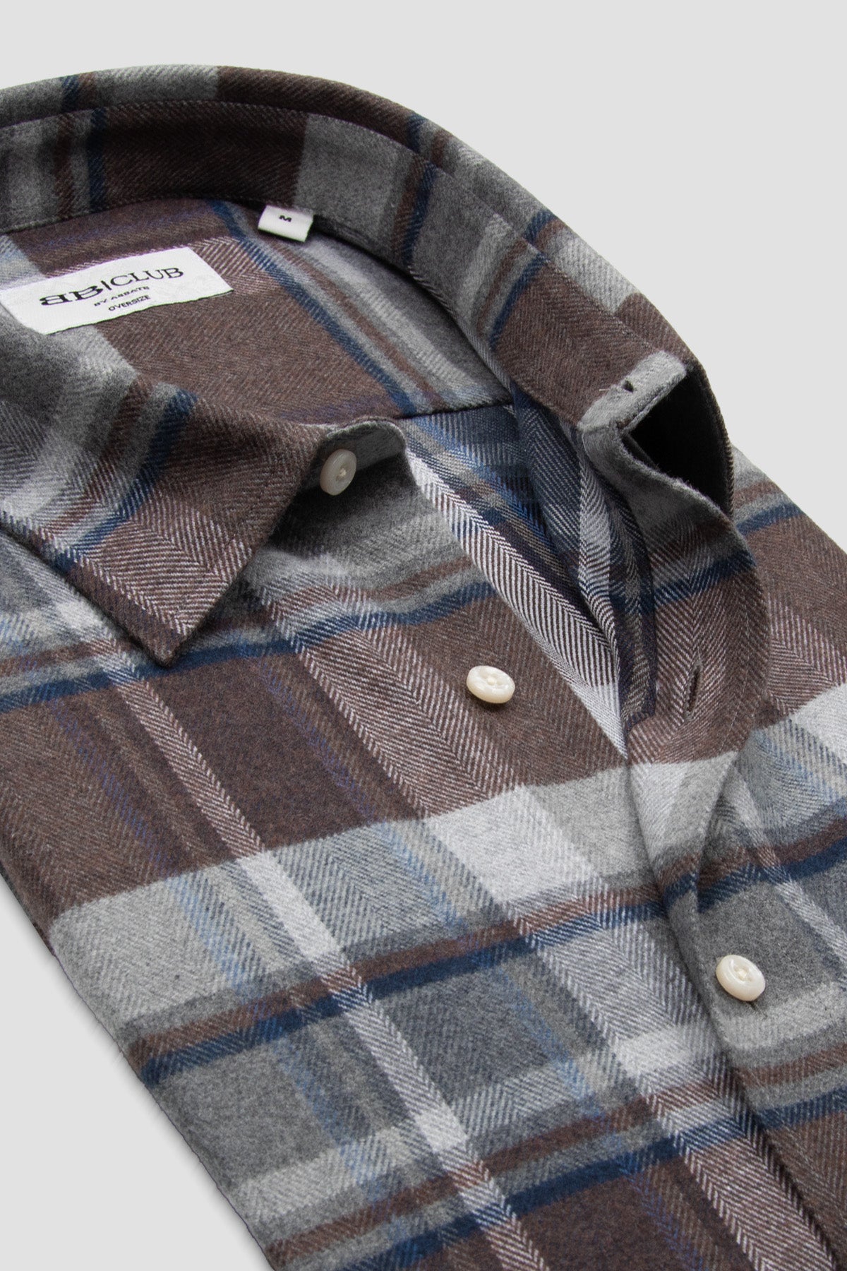 BB Club Rio Flanel Pamuklu Oversize Fit Kahverengi Klasik Yaka Erkek Ekoseli Gömlek